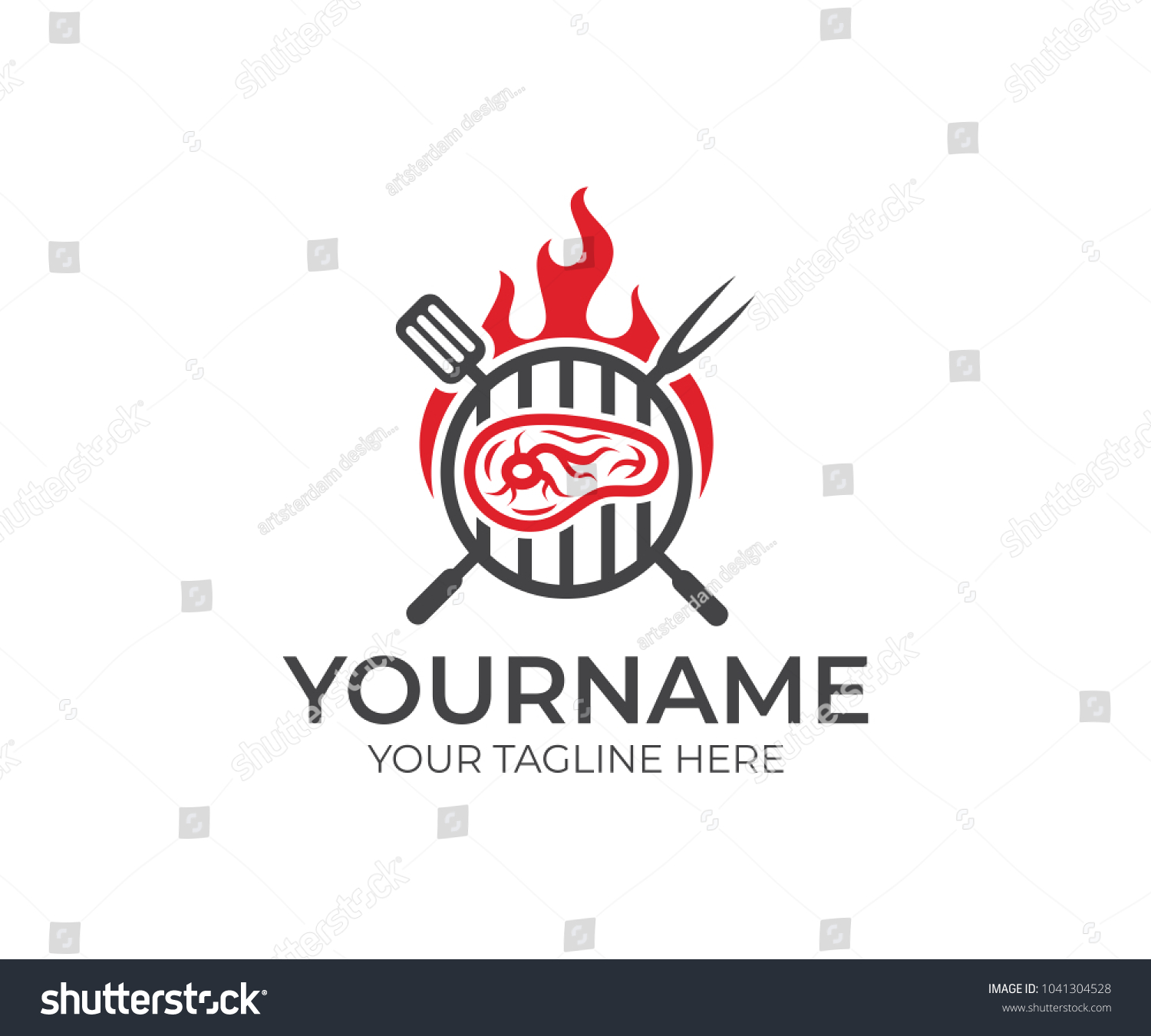 Bbq Steak Fire Logo Template Grill Stock Vector (Royalty Free ...