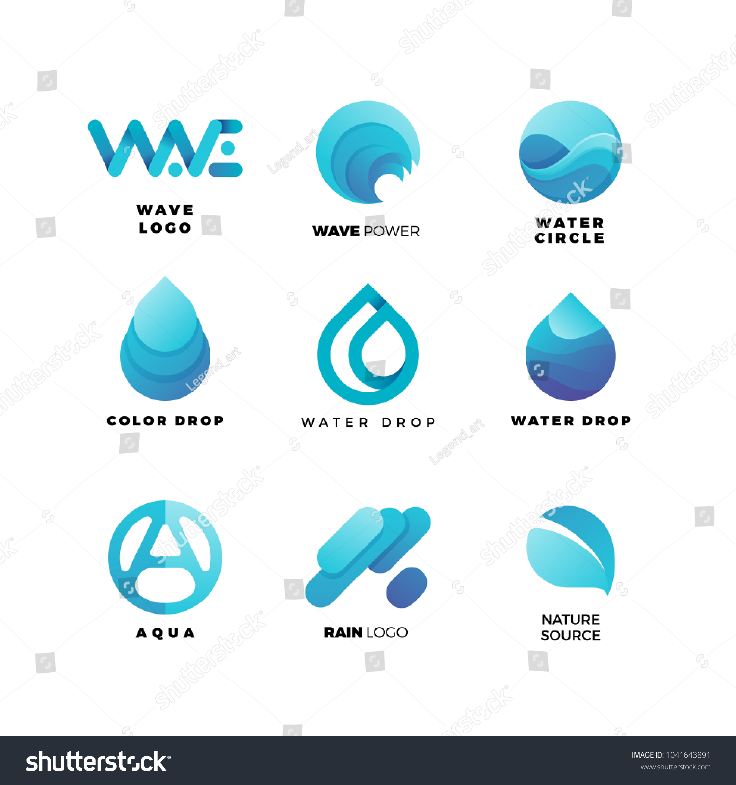 Abstract Gradient Water Logo Set Aqua Stock Vector (royalty Free 