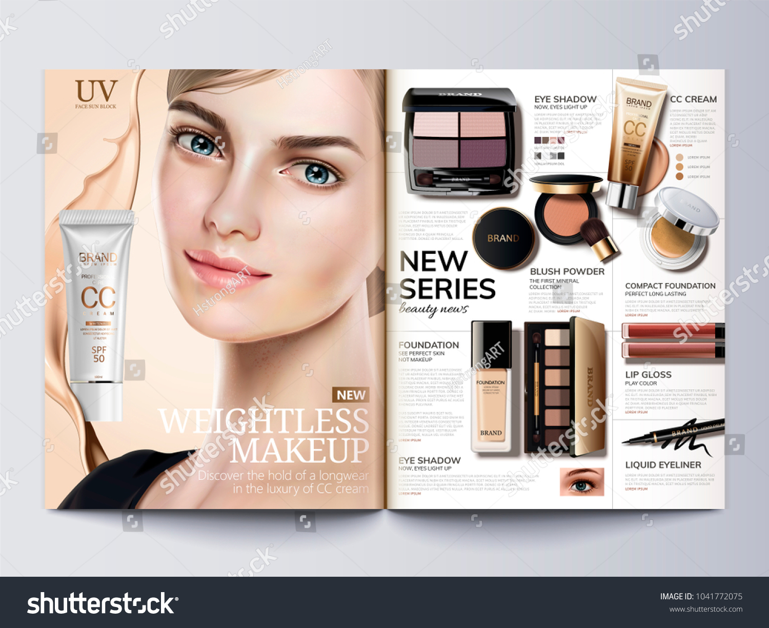 Cosmetic Magazine Template Fashion Catalogue Beautiful Stock Vector ...