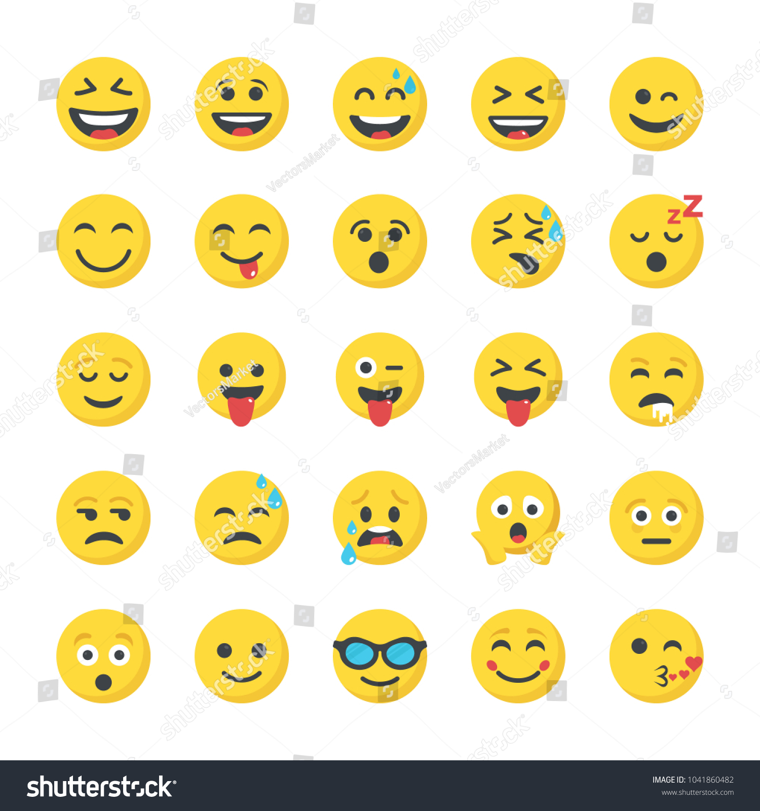 Smiley Flat Icons Collection Stock Vector (Royalty Free) 1041860482 ...