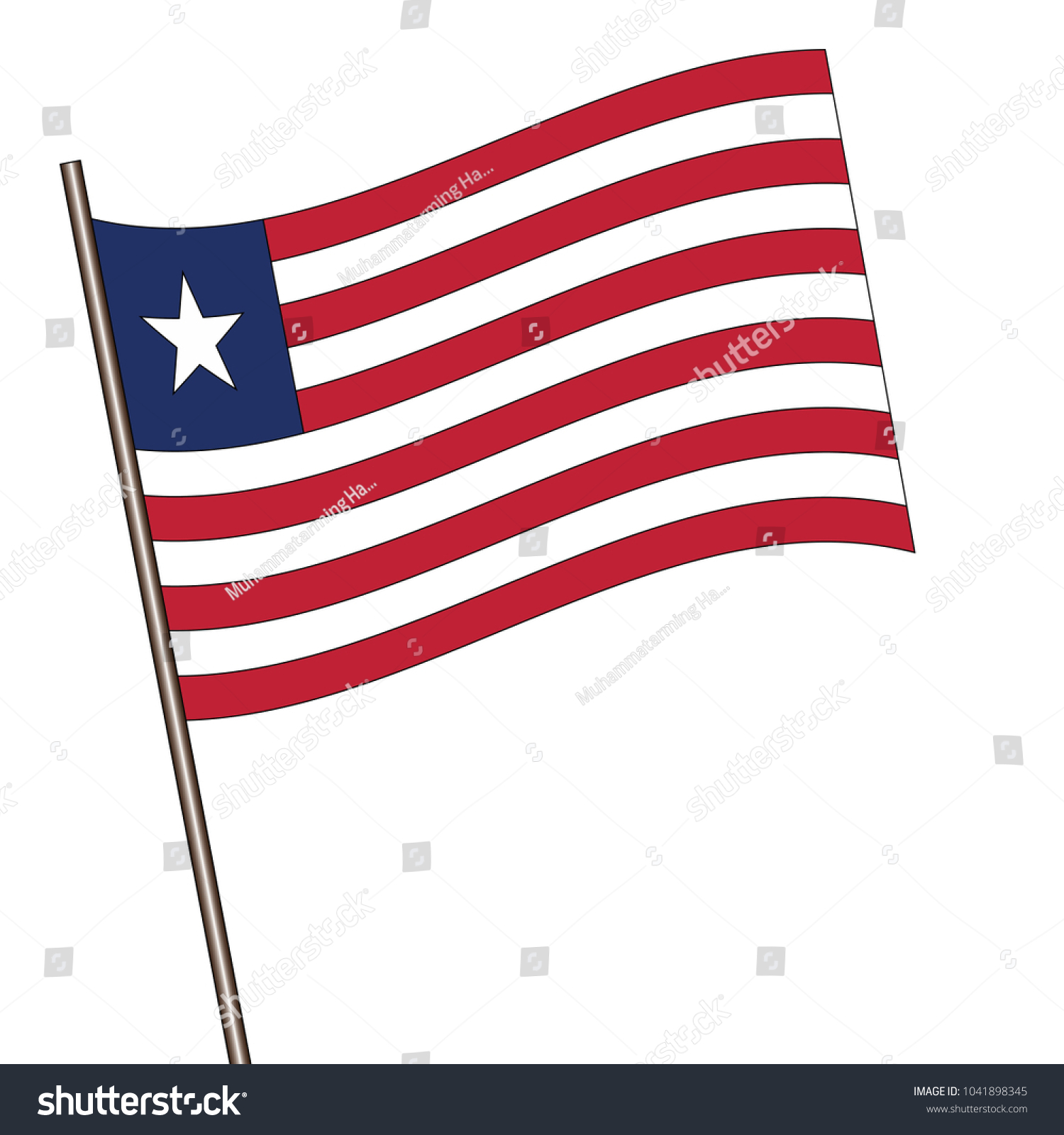 Flag Liberia Liberia Flag Waving Isolated: เวกเตอร์สต็อก (ปลอดค่า ...