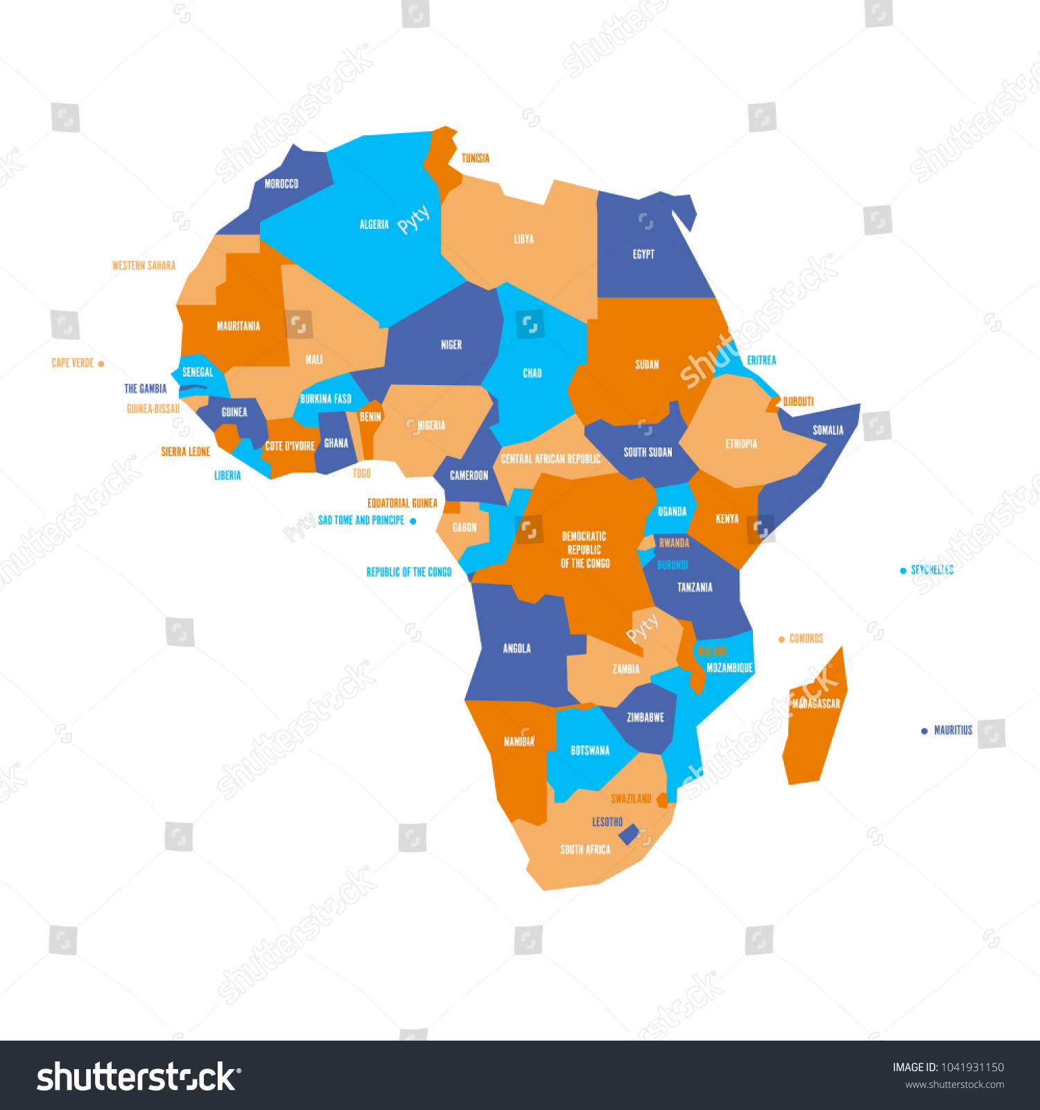 Very Simplified Infographical Political Map Africa Vector De Stock Libre De Regalías 5109