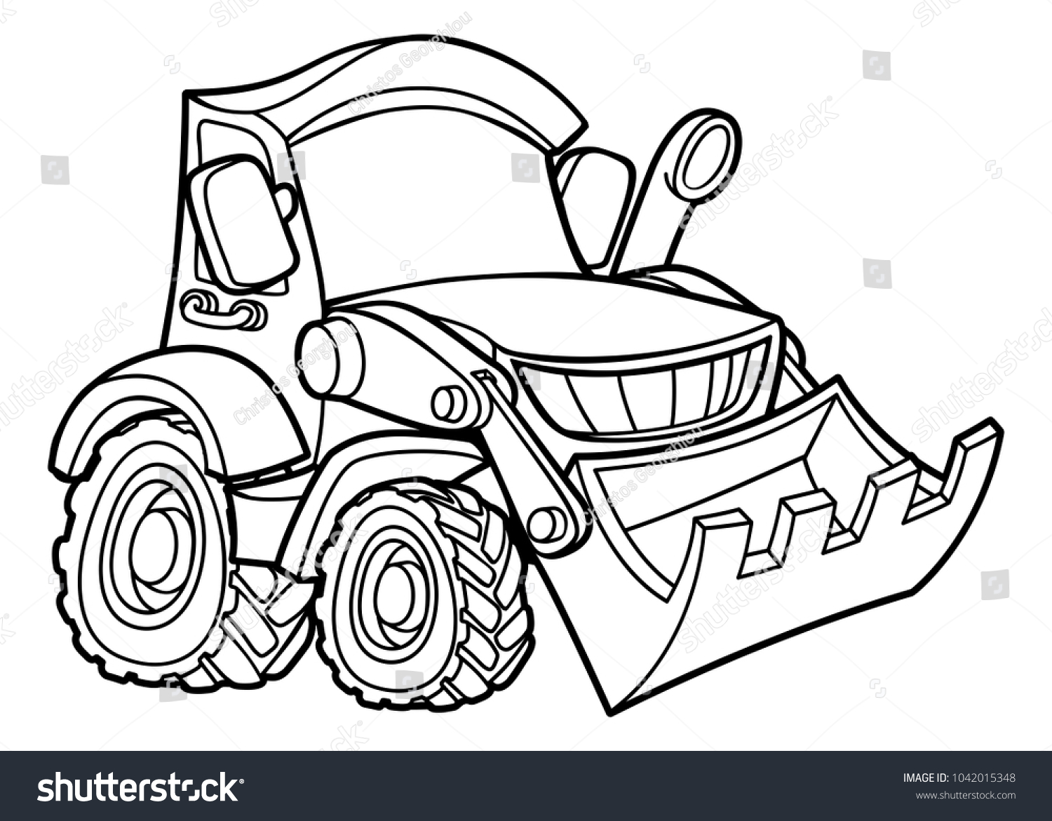 Digger Bulldozer Construction Vehicle Cartoon Illustration Stock Vector ...