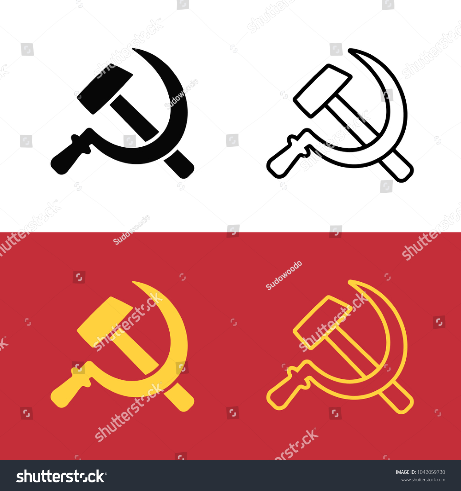 Soviet Hammer Sickle Icon Set Communist Stock Vector Royalty Free 1042059730 Shutterstock 8490