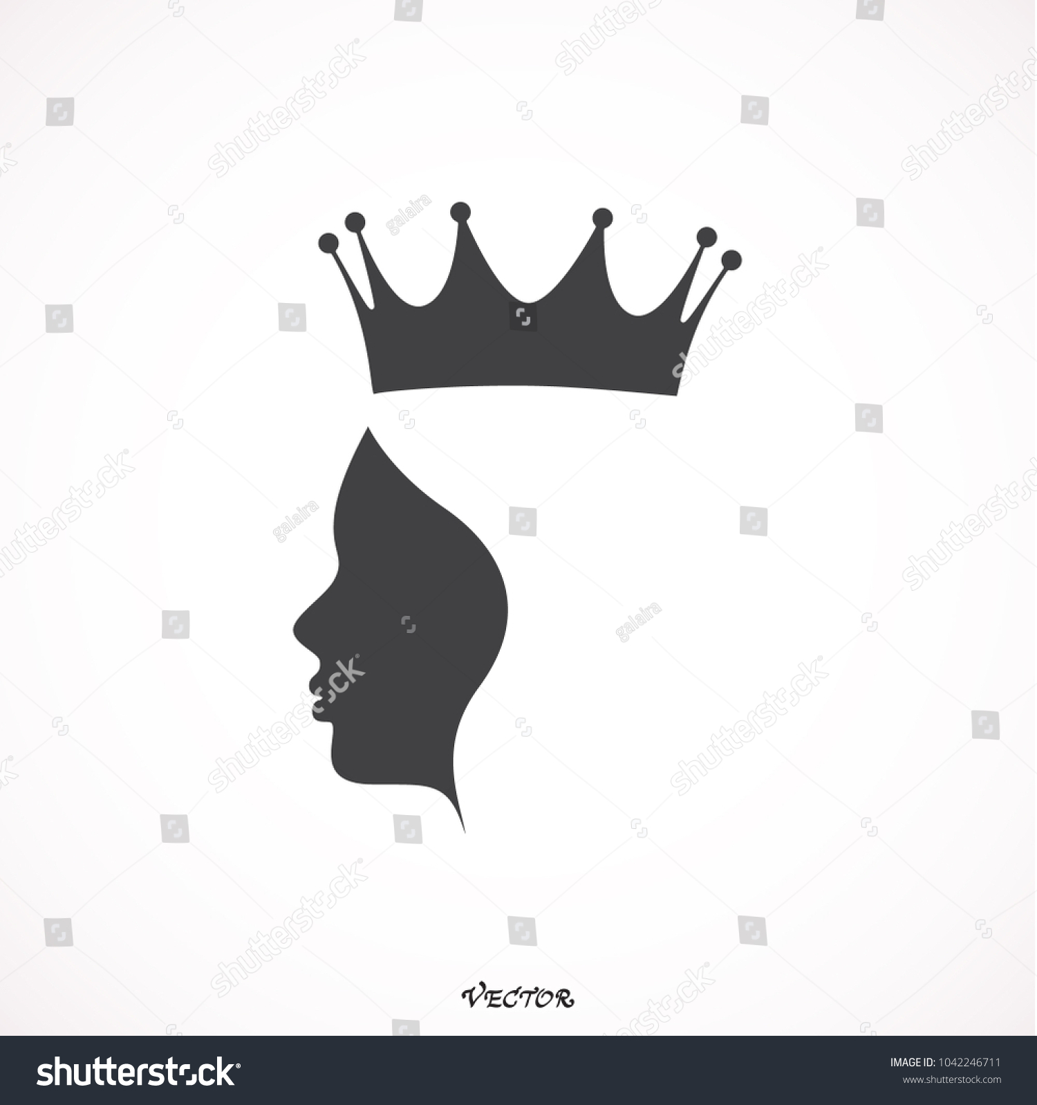 Queen Wearing Crown Logo Black Flat Stock Vector (Royalty Free ...