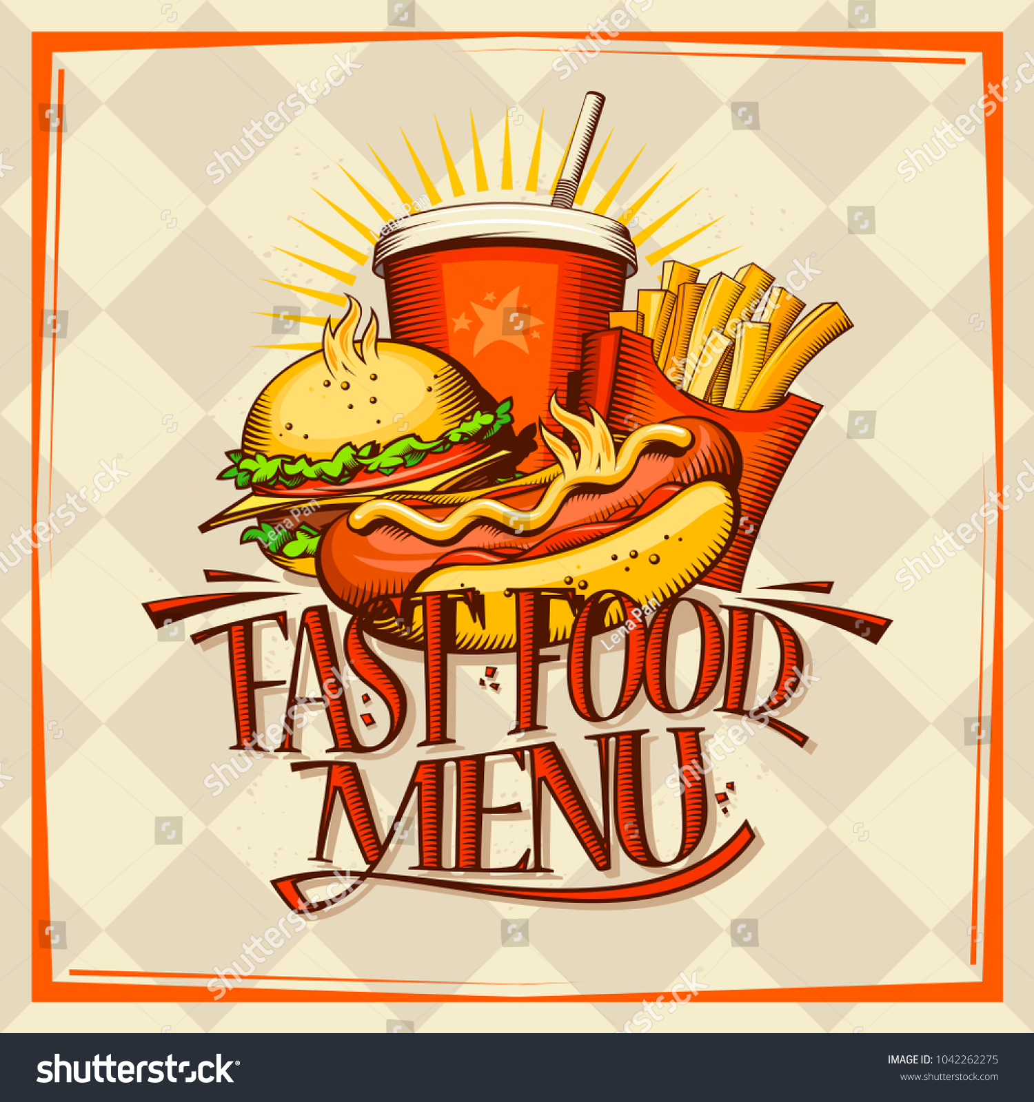 Fast Food Menu Design Concept Hot Stock Vector (Royalty Free ...