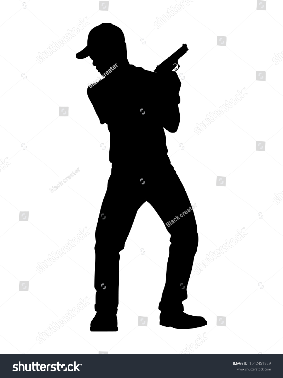 Man Gun Silhouette Vector Stock Vector (Royalty Free) 1042451929 ...