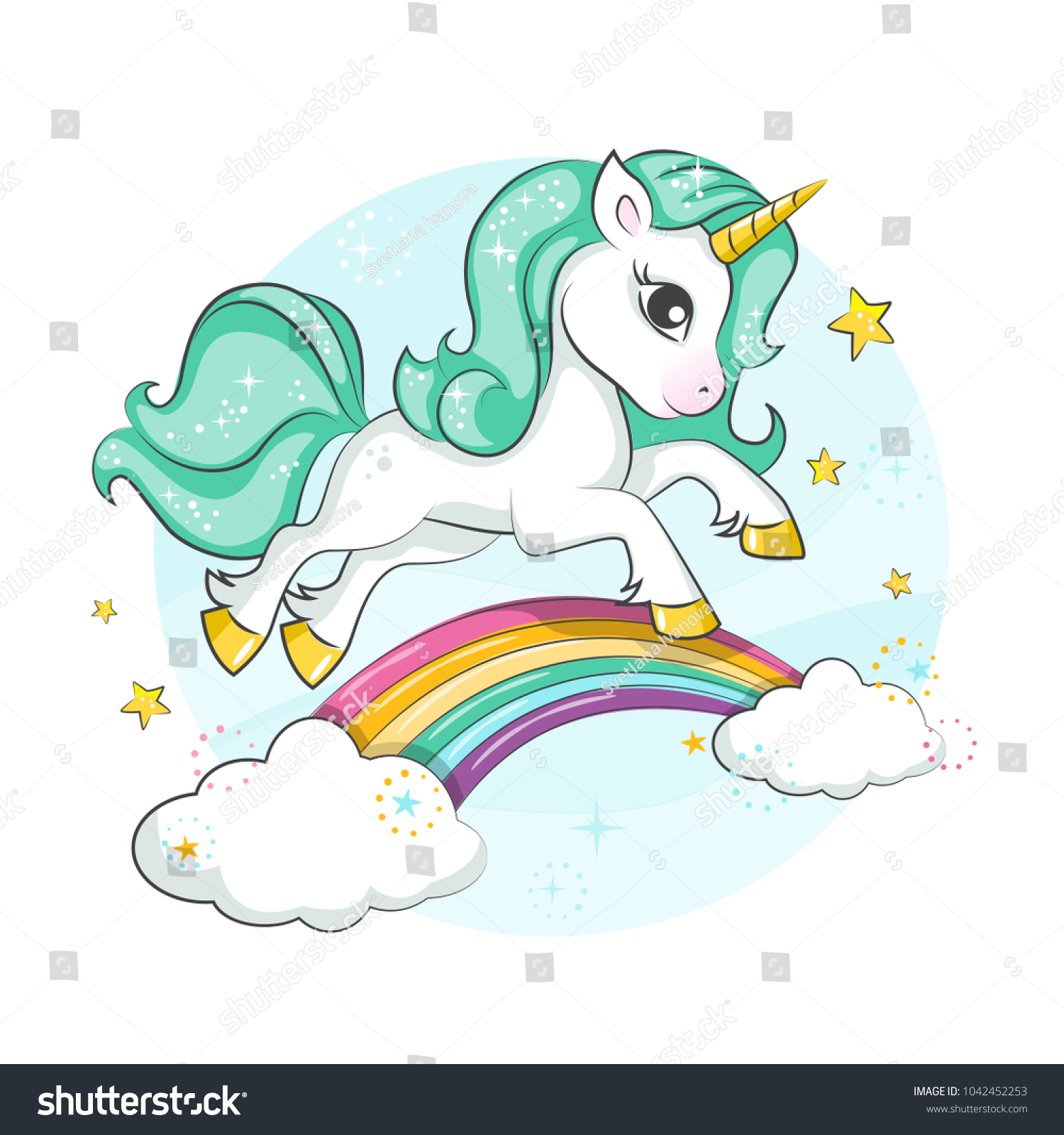 Cute Magical Unicorn Rainbow Vector Design Stock Vector (Royalty Free ...