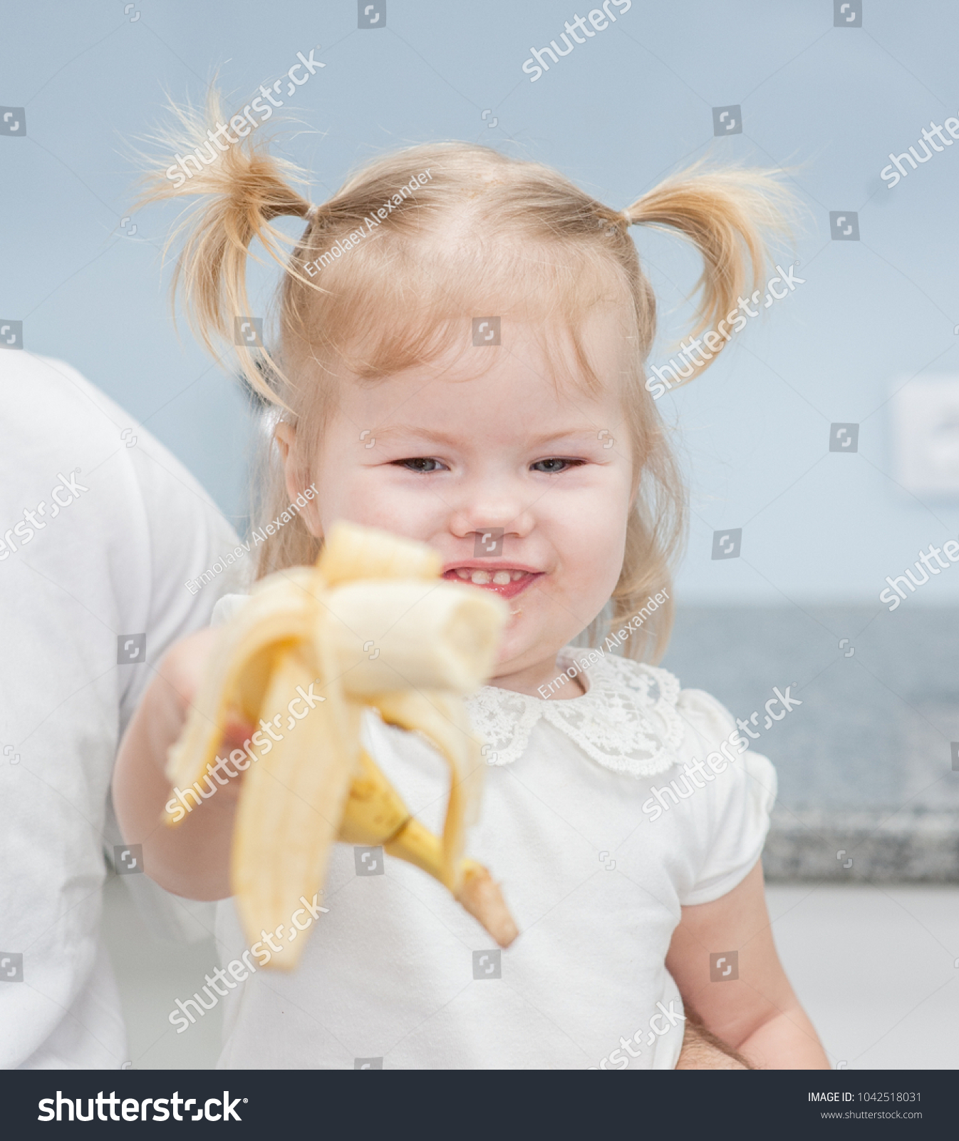 Happy Funny Baby Girl Eating Banana Stock Photo 1042518031 | Shutterstock