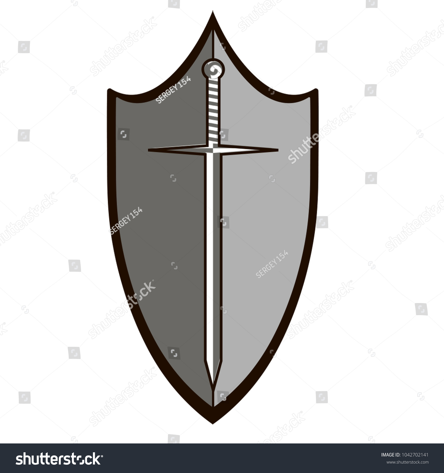 Shield Sword Defense Image Stock Vector (Royalty Free) 1042702141 ...