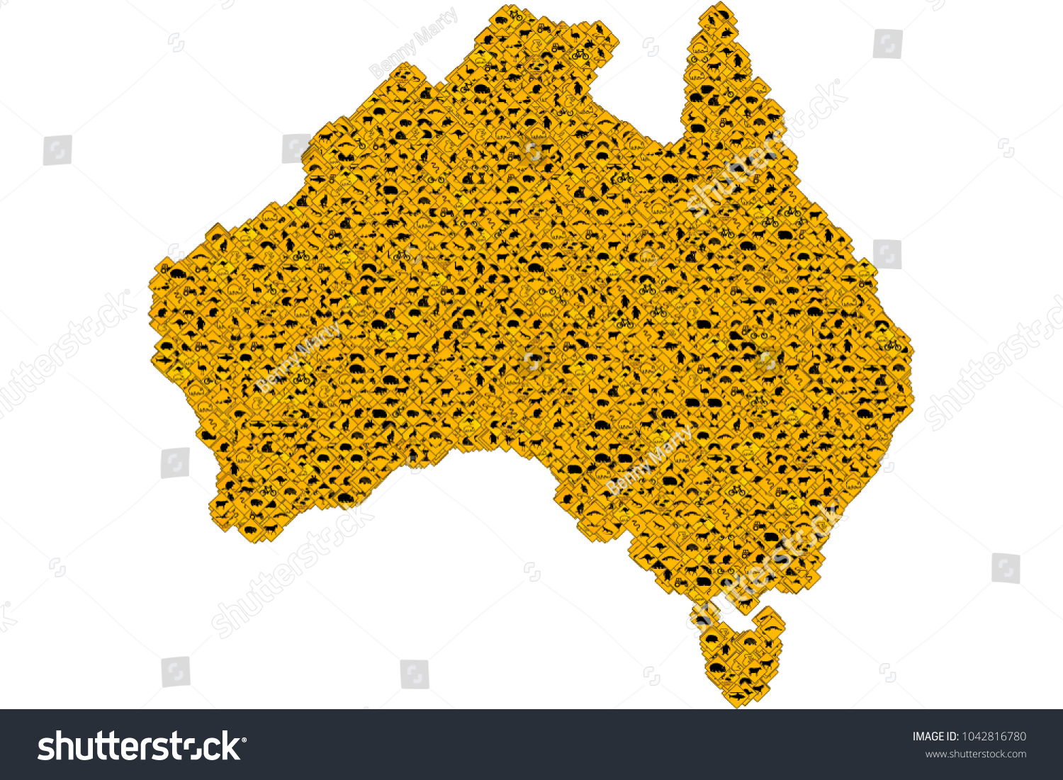 Australian Road Signs Australia Map Wildlife Stock Illustration ...