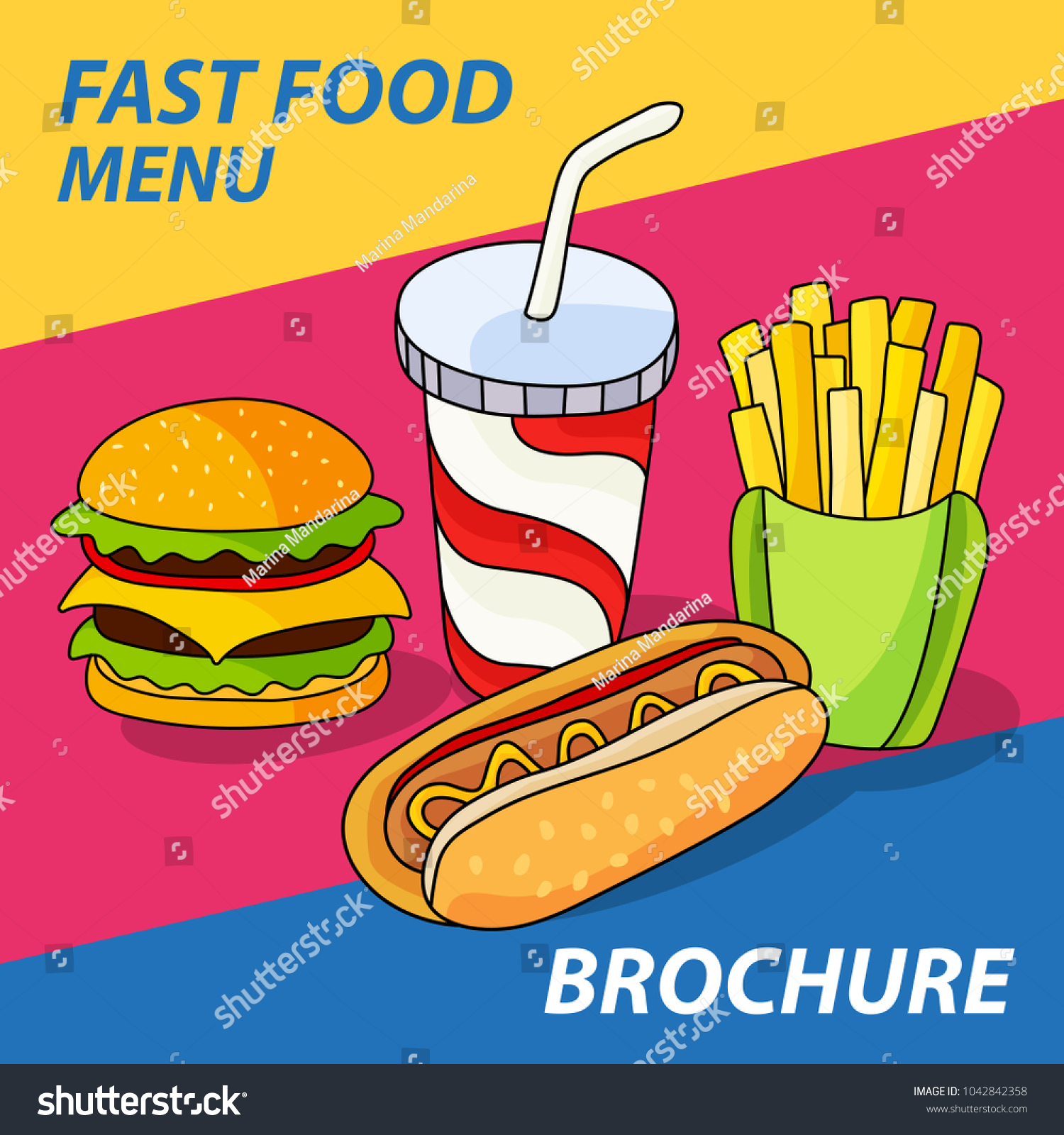 Fast Food Set Hamburger French Fries Stock Vector Royalty Free 1042842358 Shutterstock 3685