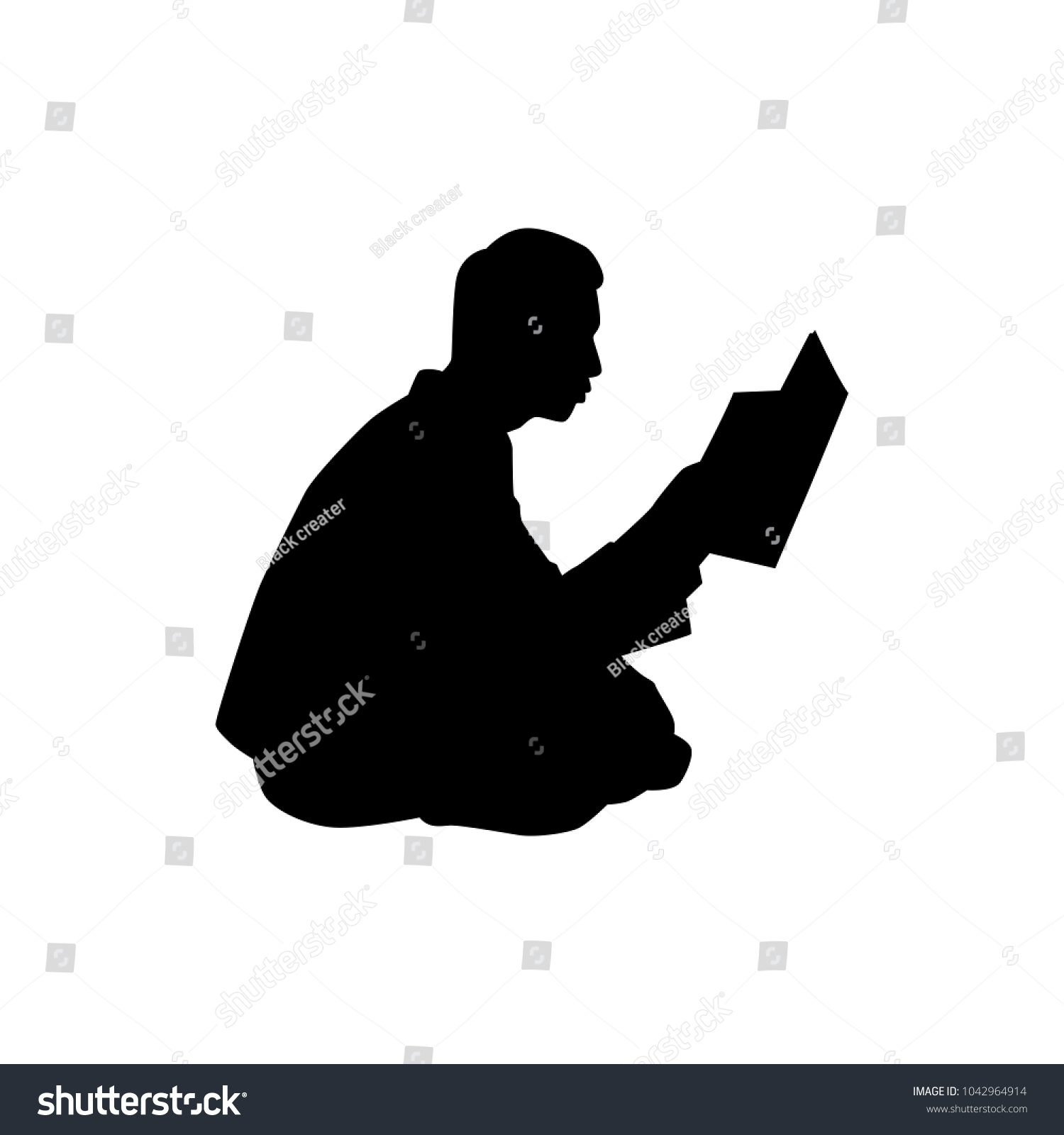 Sitting Businessman Book Silhouette Vector Stock Vector (Royalty Free ...