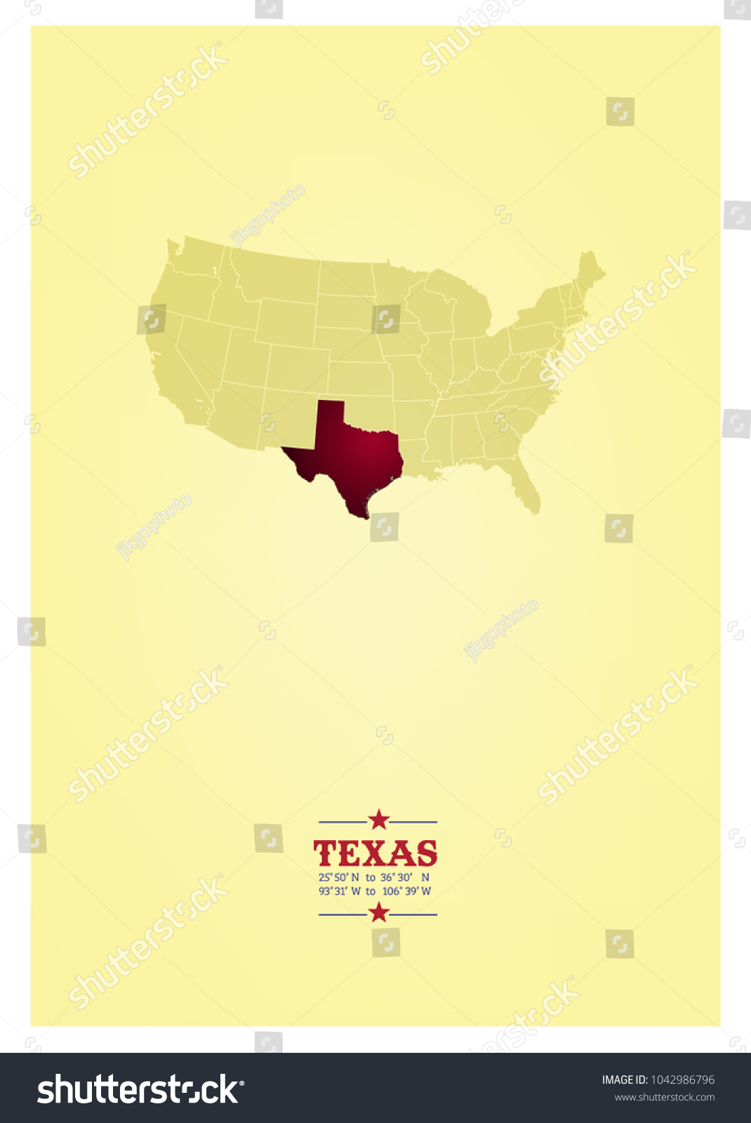 Texas Map Latitude Longitude Location Vector Stock Vector Texas Map With Latitude And Longitude Location Vector Eps 1042986796