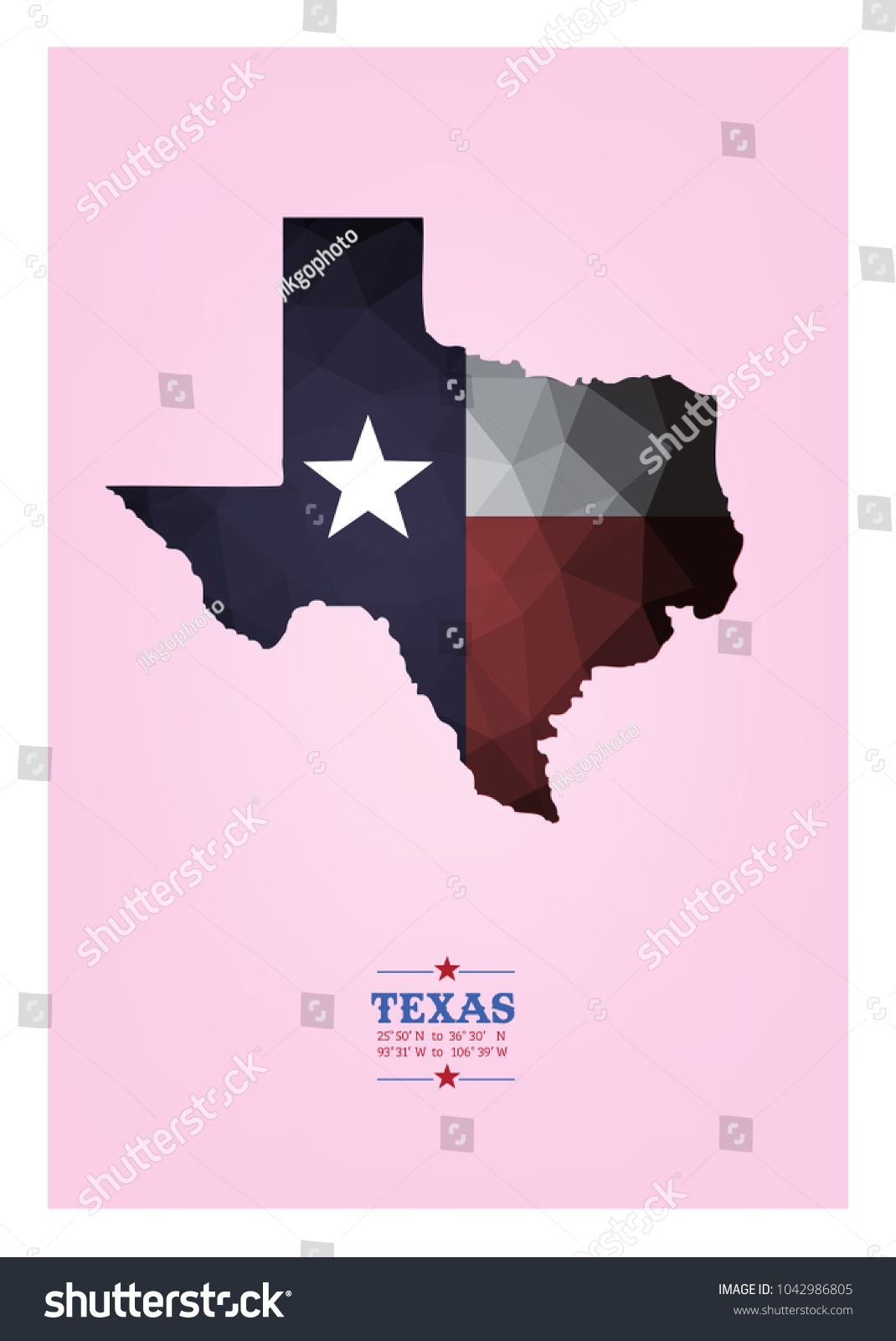 Texas Map Latitude Longitude Location Vector Stock Vector Royalty Free Stock Vector Texas Map With Latitude And Longitude Location Vector Eps 1042986805