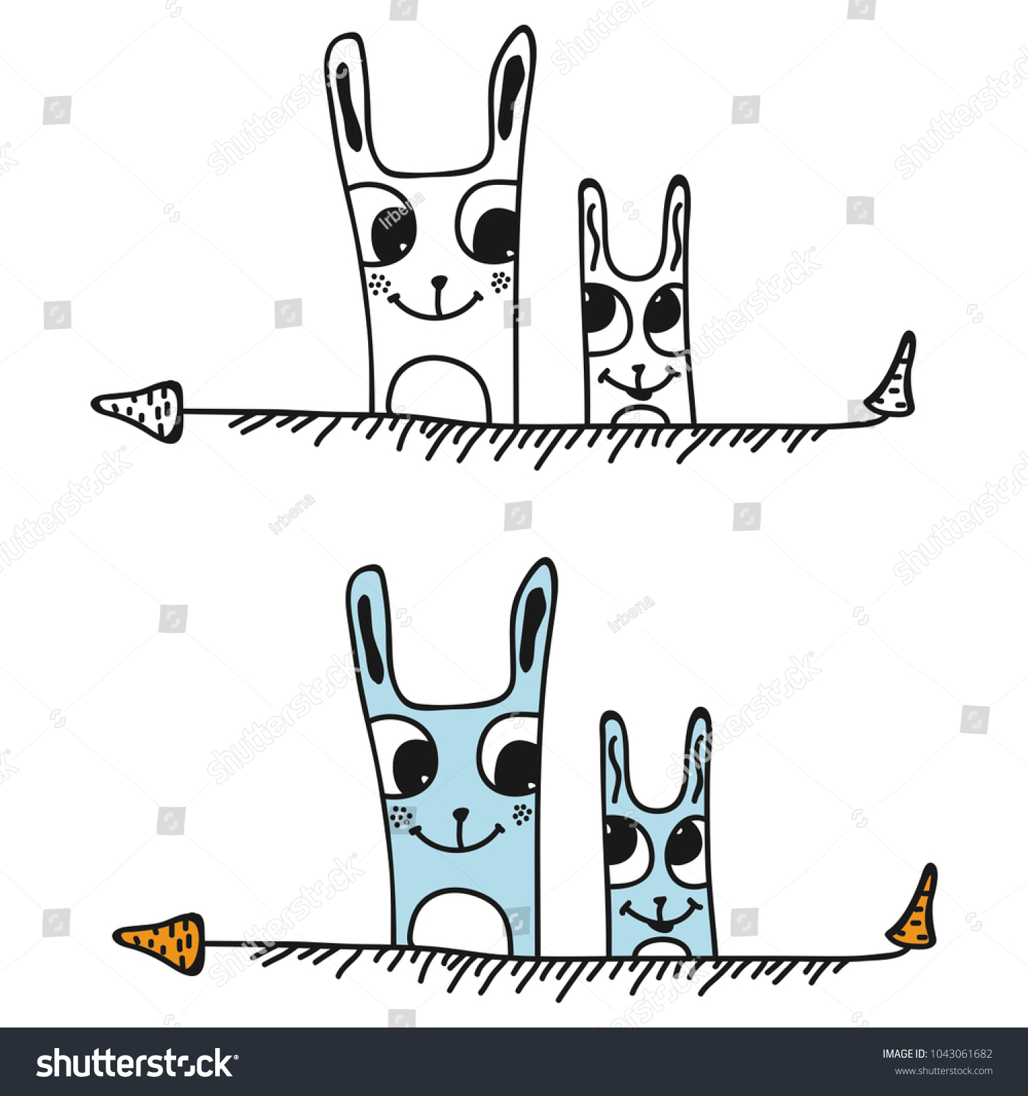 Cute Bunnies Vector Illustration Stock Vector Royalty Free Shutterstock