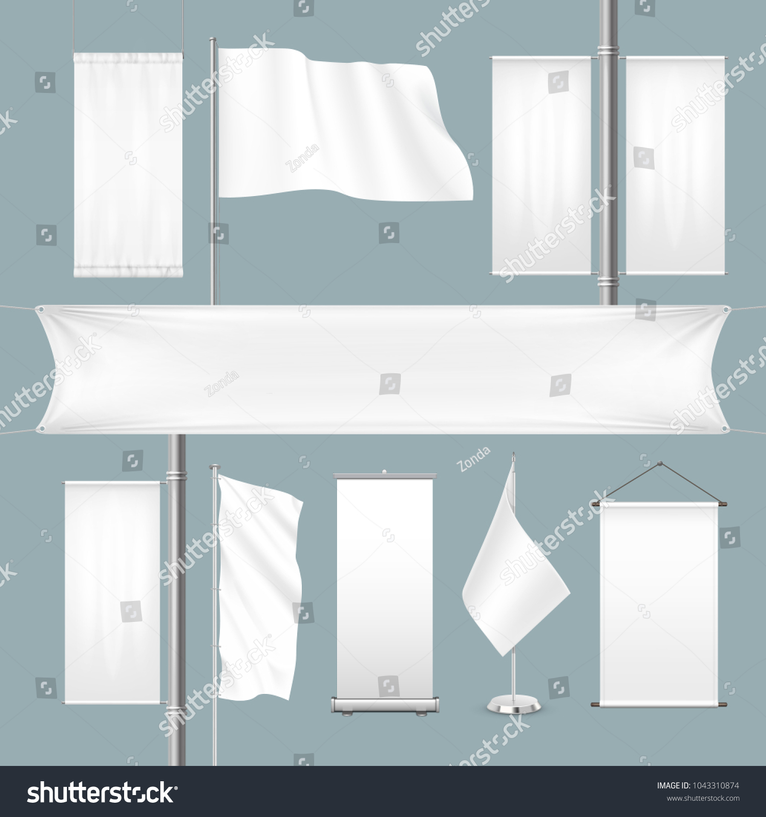 Vector Template White Blank Textile Advertising Stock Vector (Royalty ...