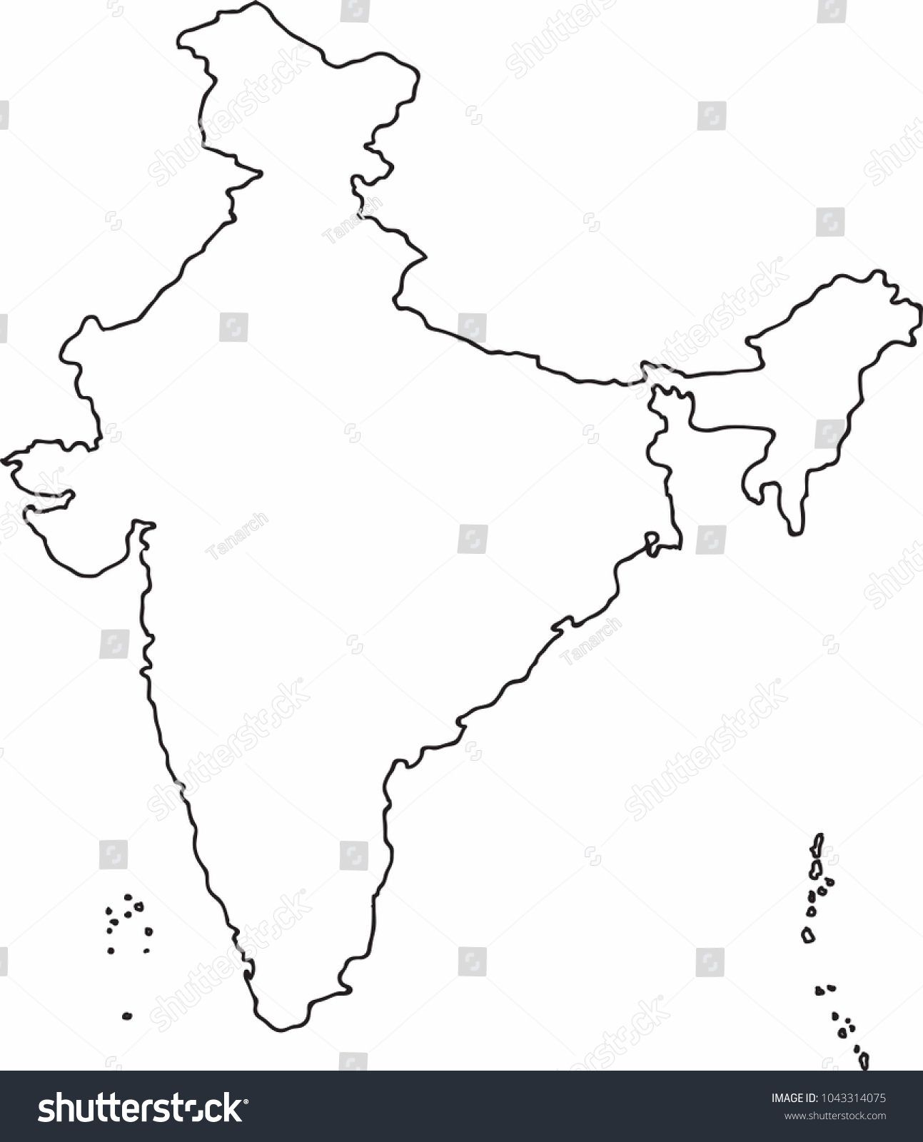 Freehand Sketch Outline India Map Vector Stock Vector (Royalty Free ...