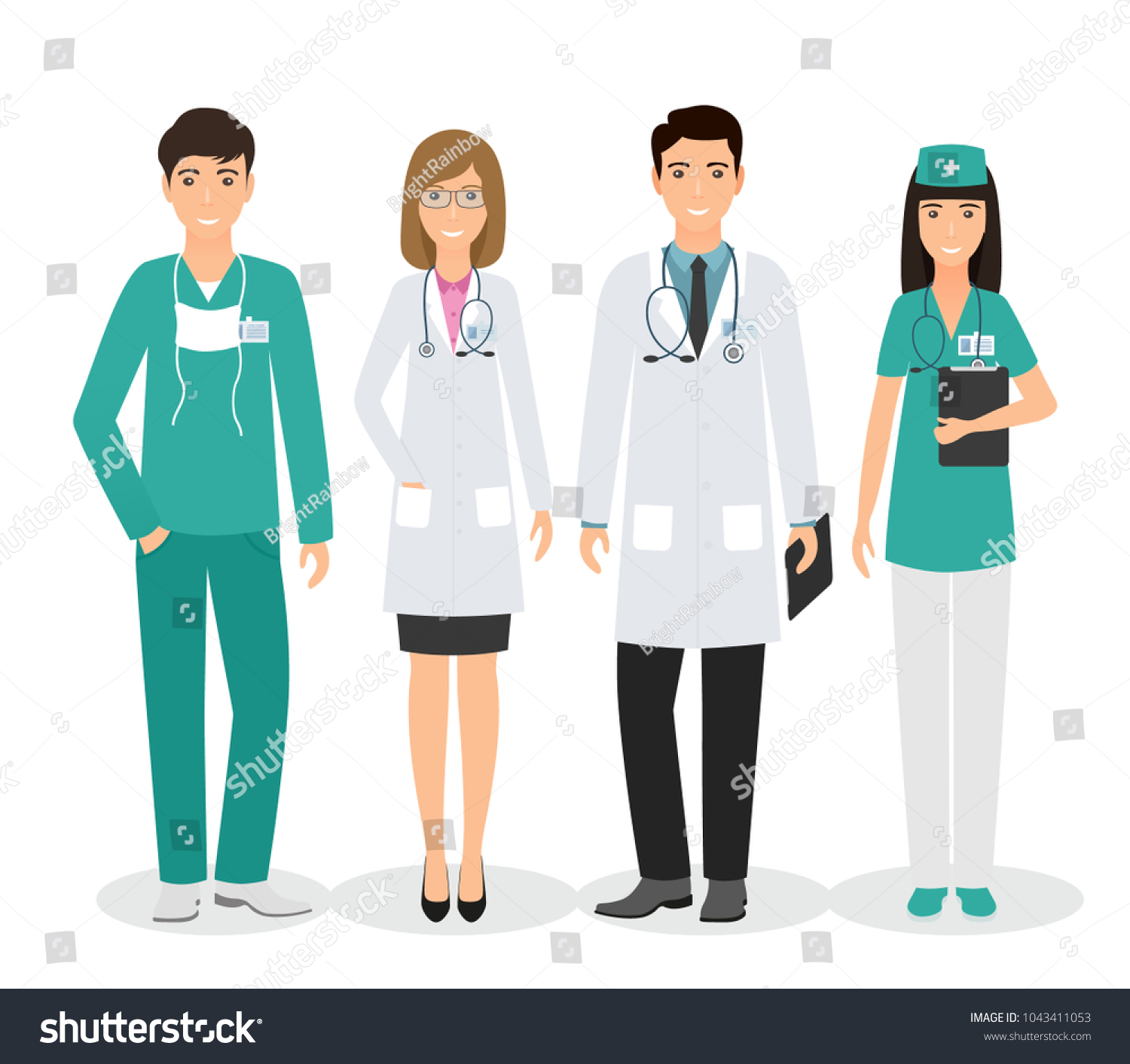 Group Four Medical People Standing Together Stock Vector (royalty Free 