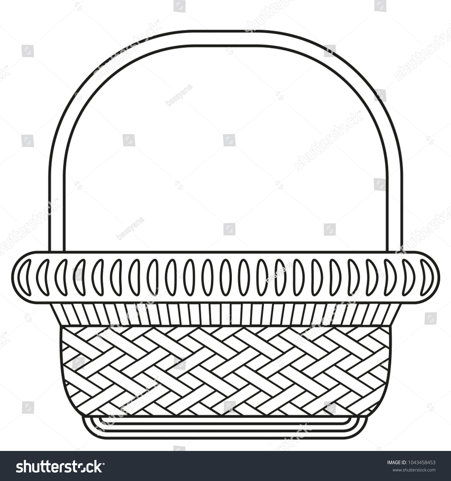 Line Art Black White Wicker Basket Stock Illustration 1043458453 ...