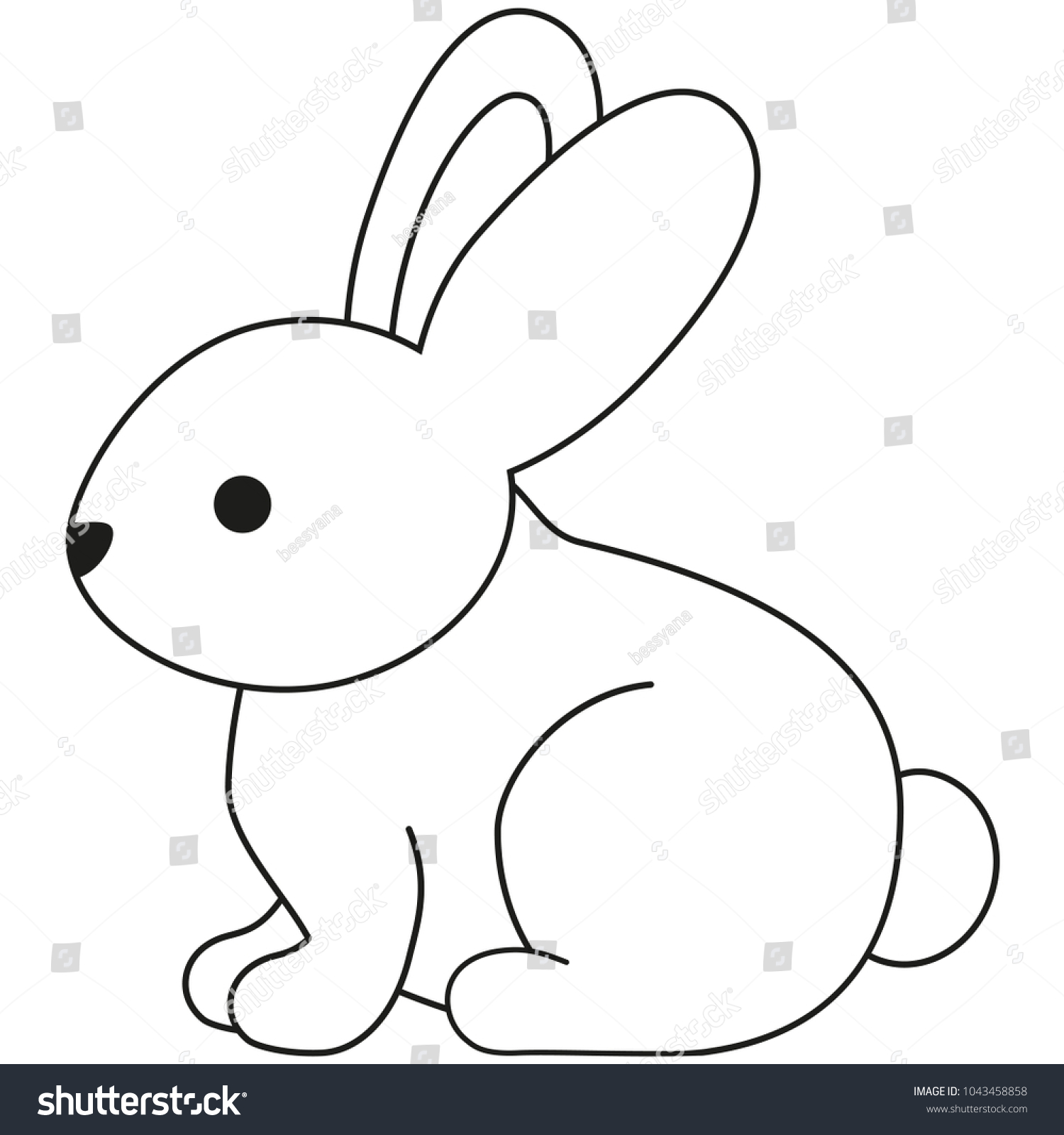 Line Art Black White Rabbit Bunny Stock Illustration 1043458858 ...