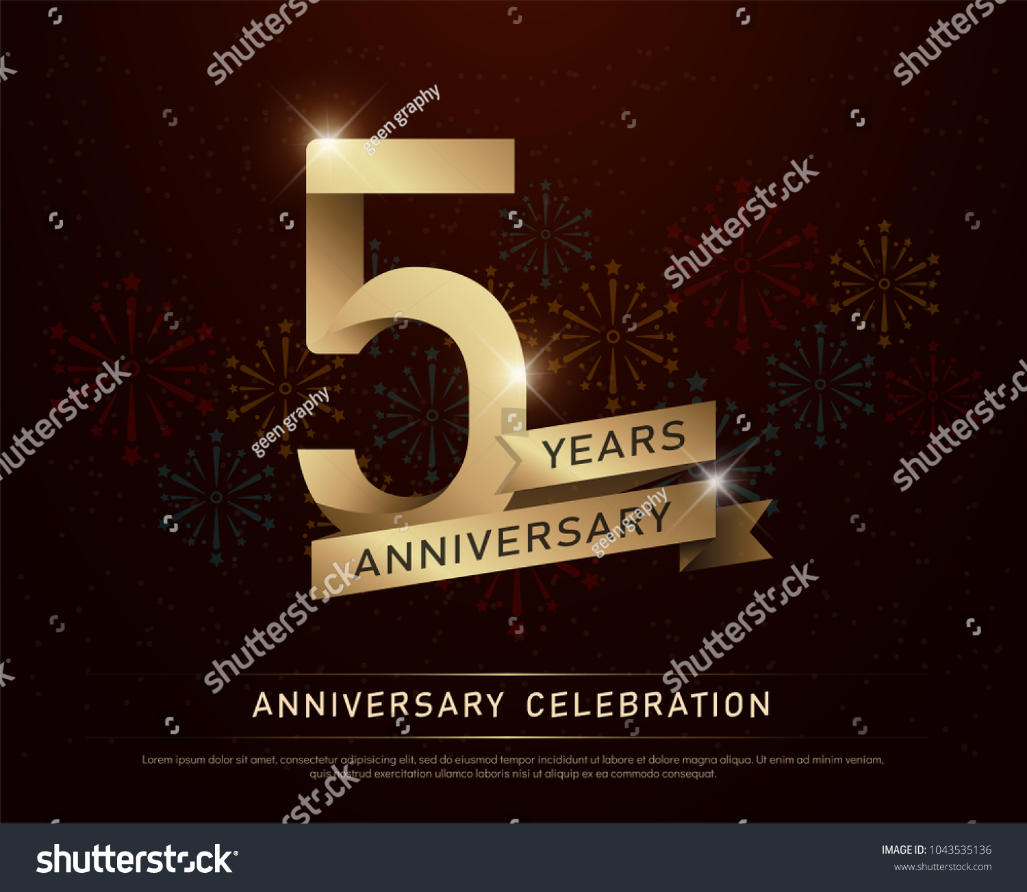 5th Years Anniversary Celebration Gold Number Stock Vector (Royalty ...