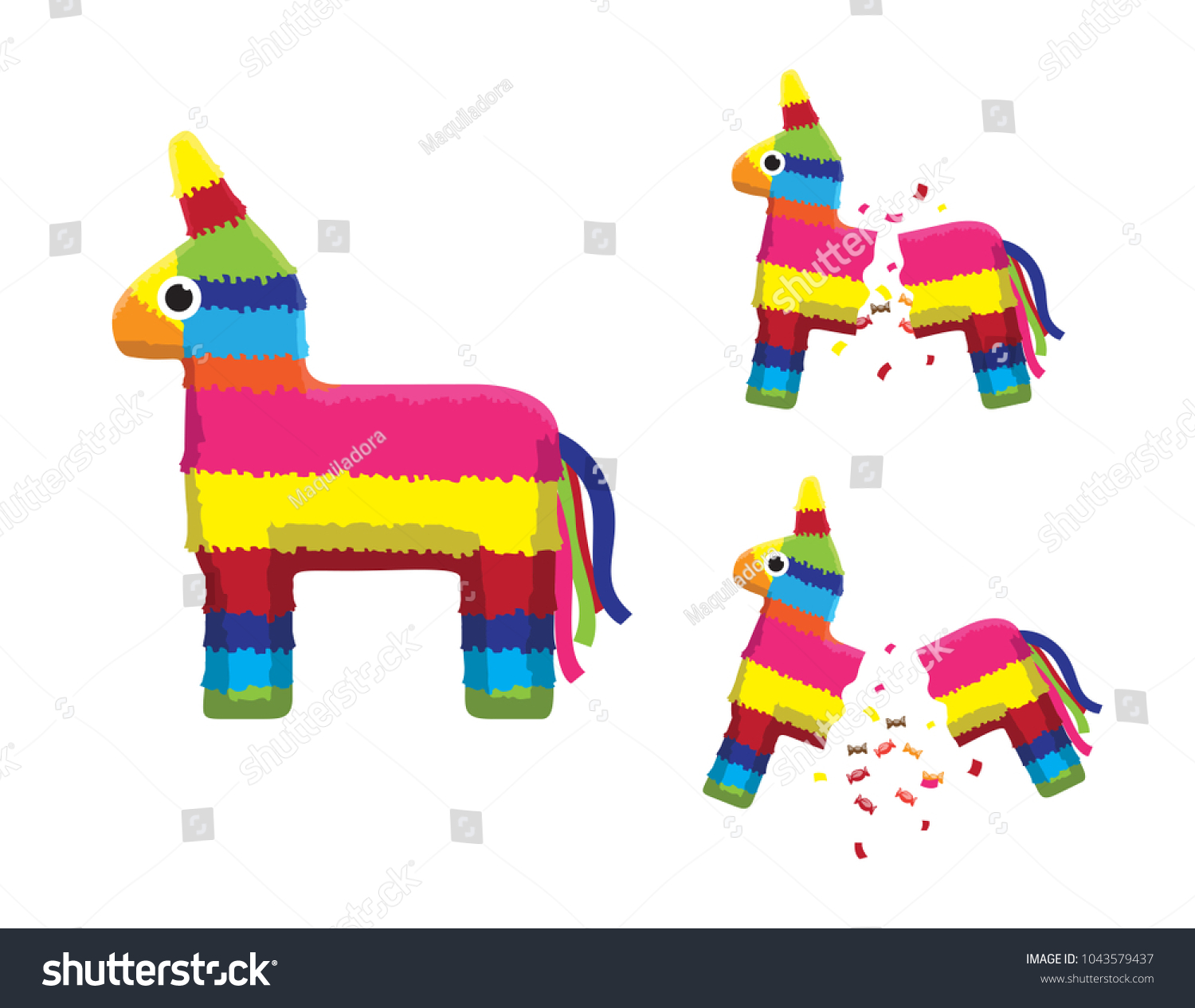 Pink Pinata Horse Breaking Animation Sequence Stock Vector (Royalty ...