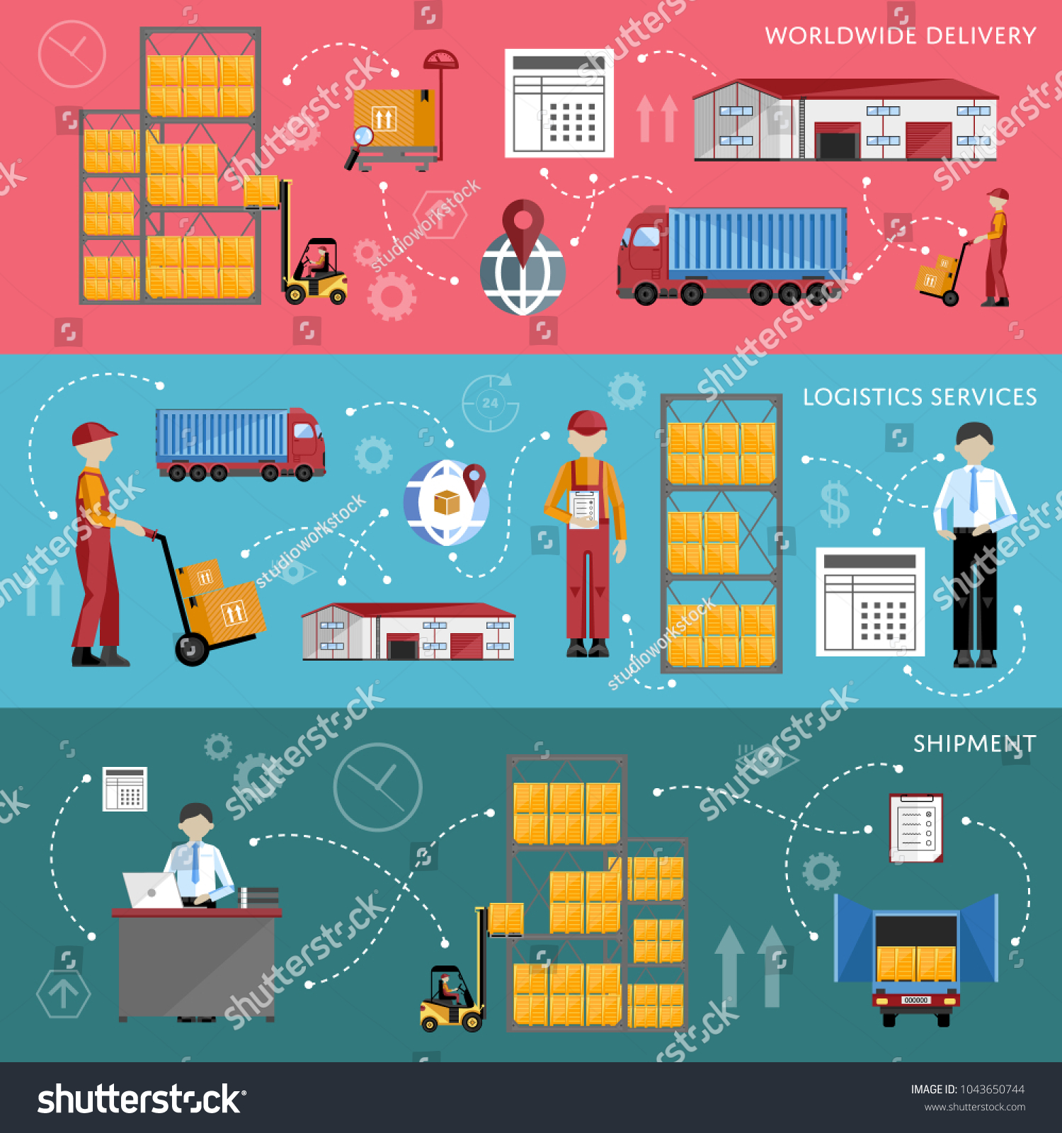 Logistic Warehouse Infographics Worldwide Delivery Process Stock ...