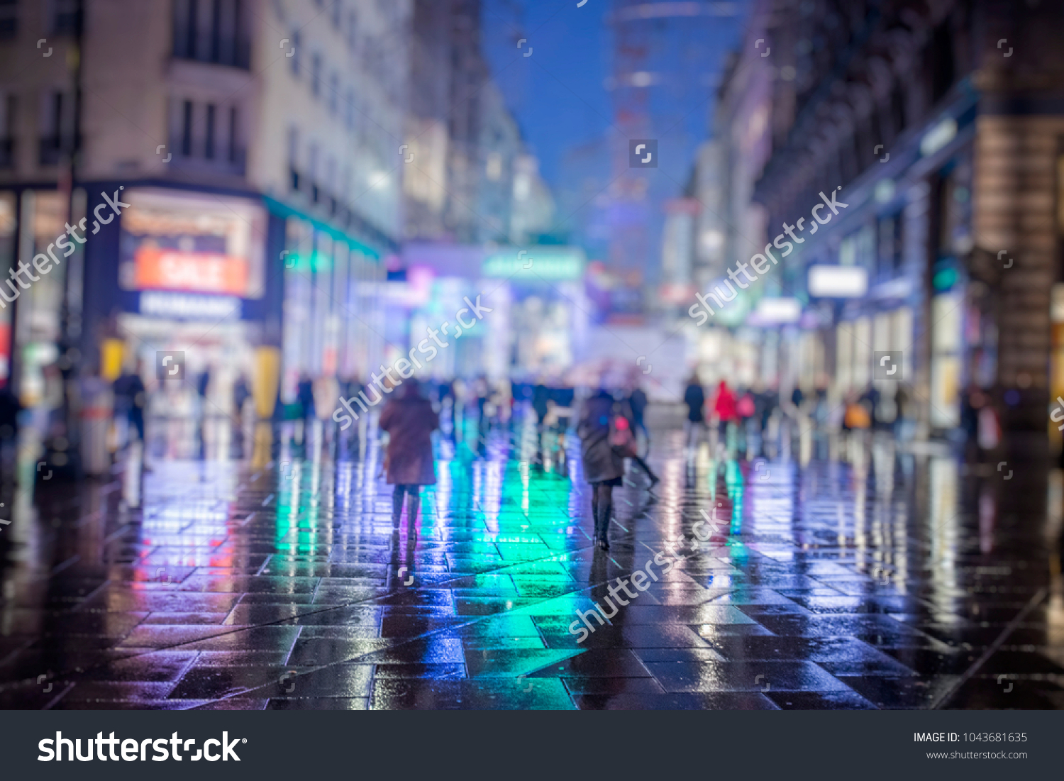 Crowd People Walking On Rainy Night Stock Photo 1043681635 | Shutterstock