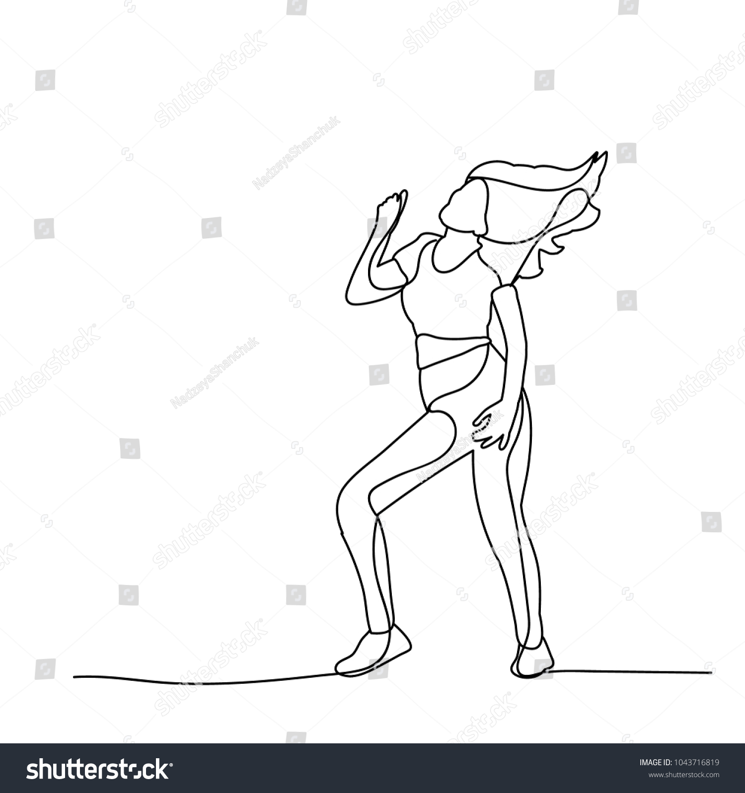 Sketch Girl Dancing Dance Stock Vector (Royalty Free) 1043716819 ...