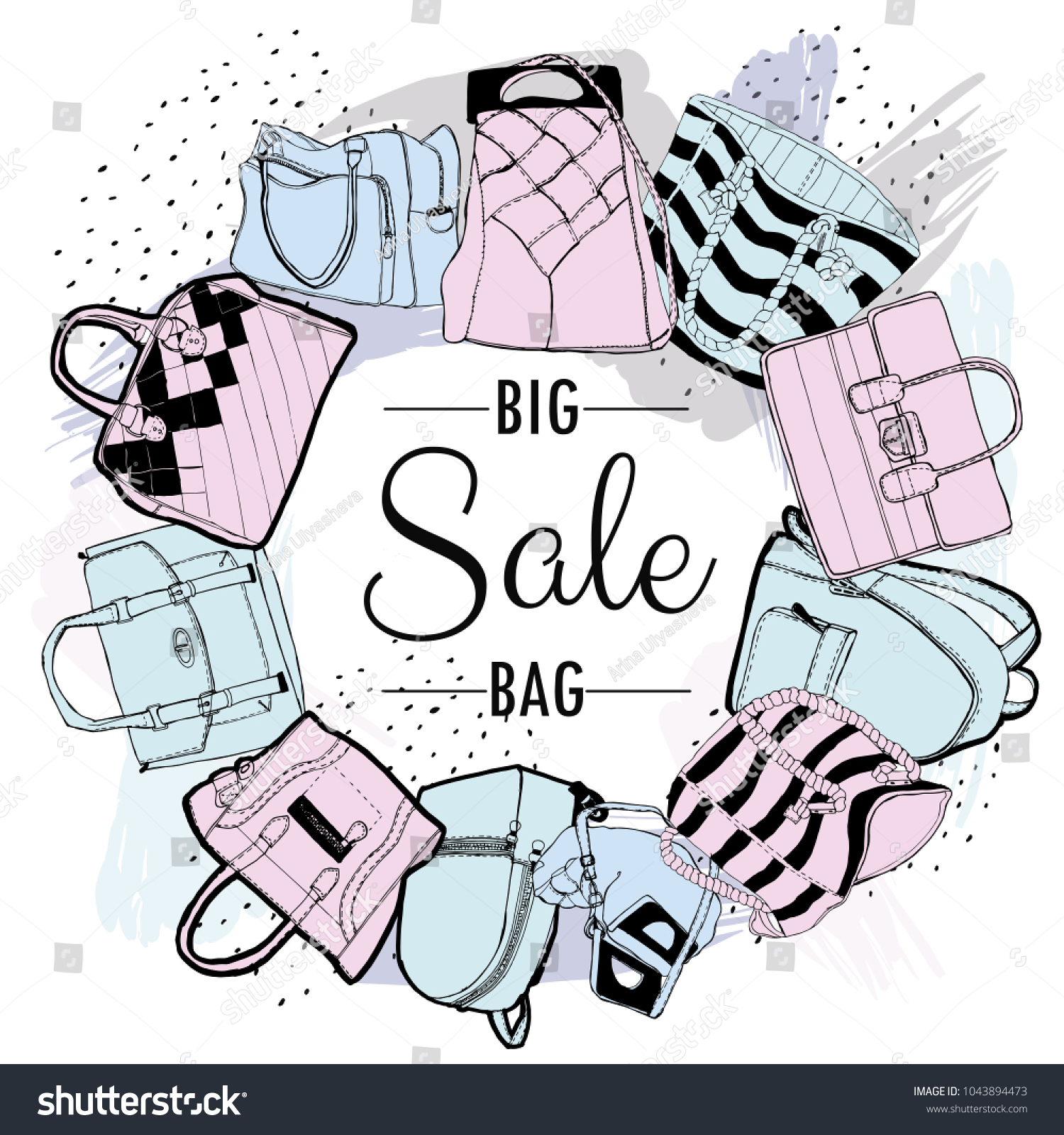 Vector Set Handdrawn Shopping Bags Advertising Stock Vector (Royalty ...