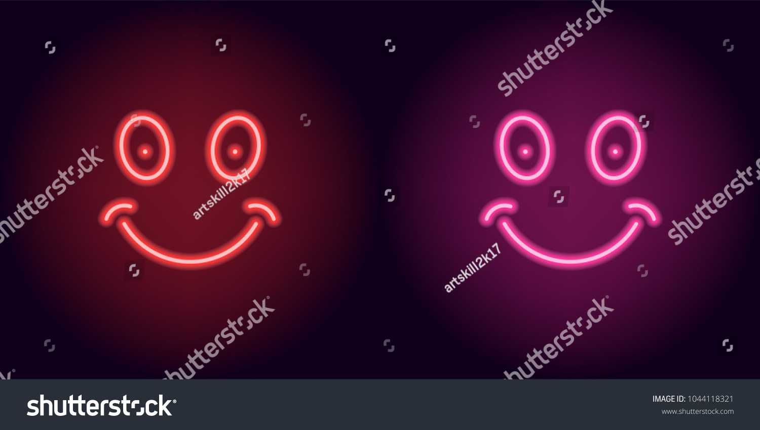 Red Pink Neon Smile Vector Illustration Stock Vector Royalty Free