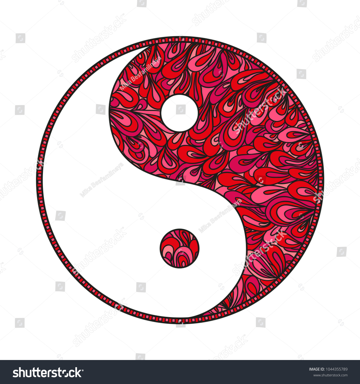 Yin Yang Religion Symbol Zentangle Hand Stock Illustration 1044355789