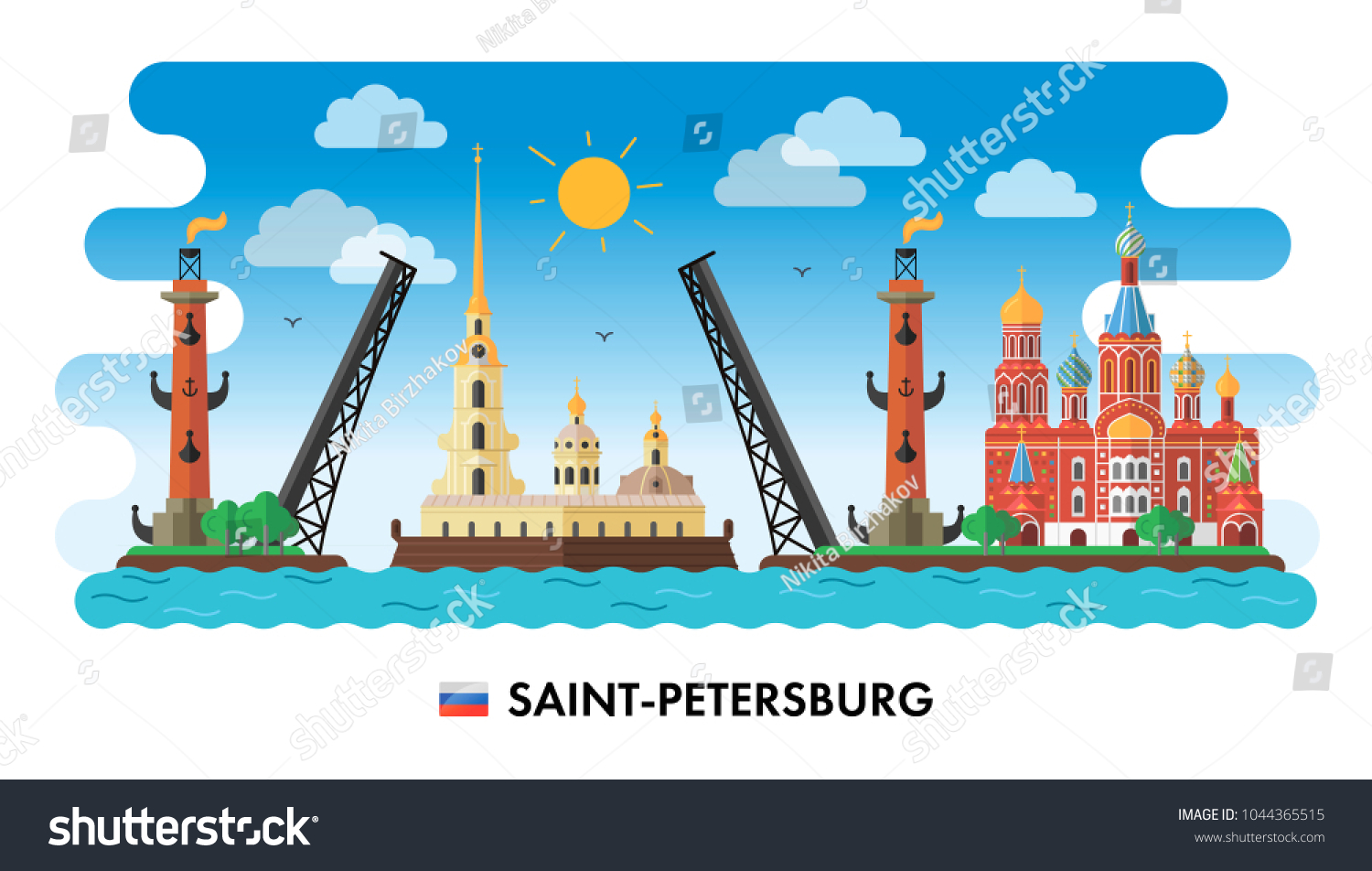 Санкт-Петербург символы города вектор