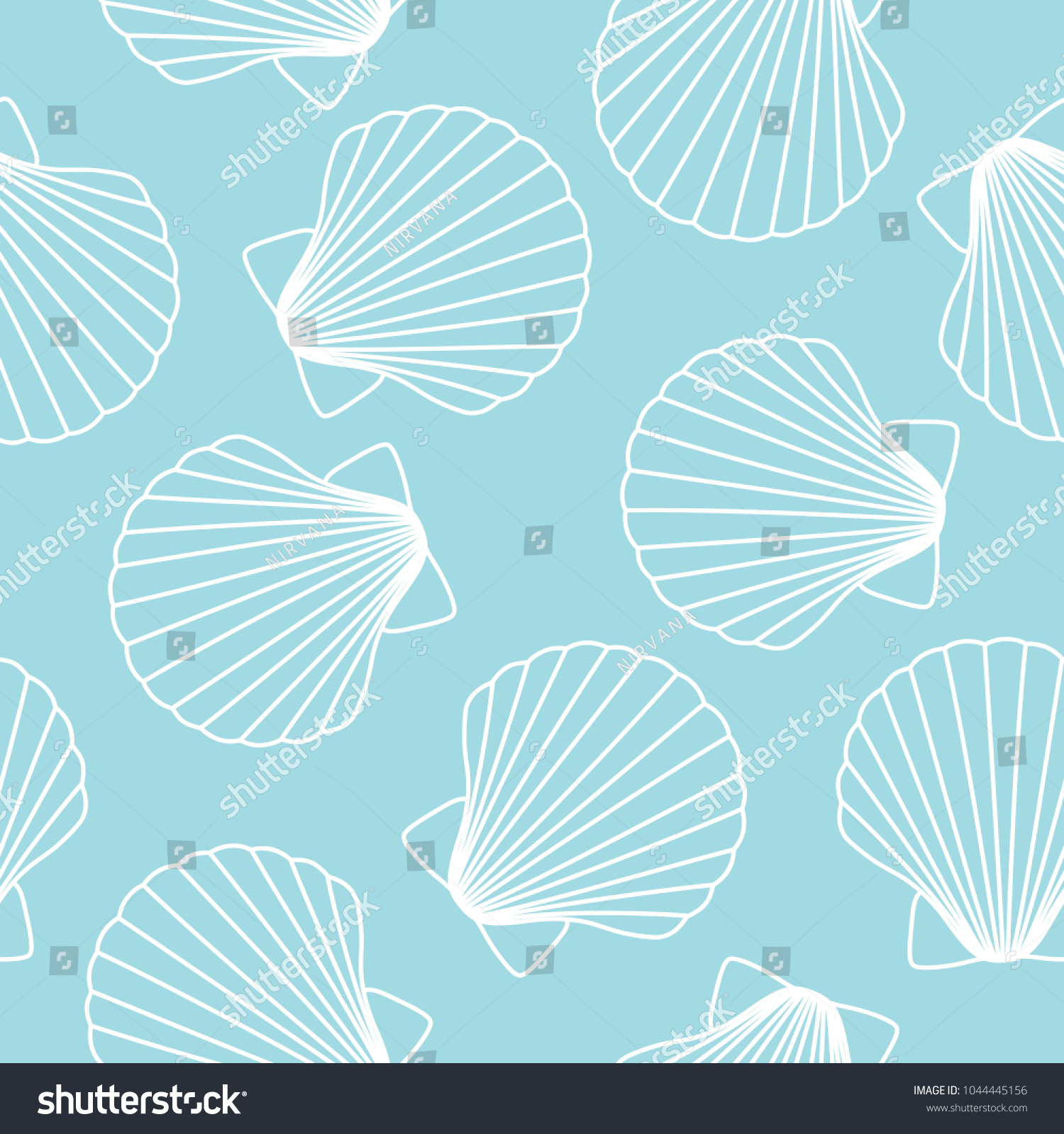 White Seashells On Blue Background Sea Stock Vector (Royalty Free ...