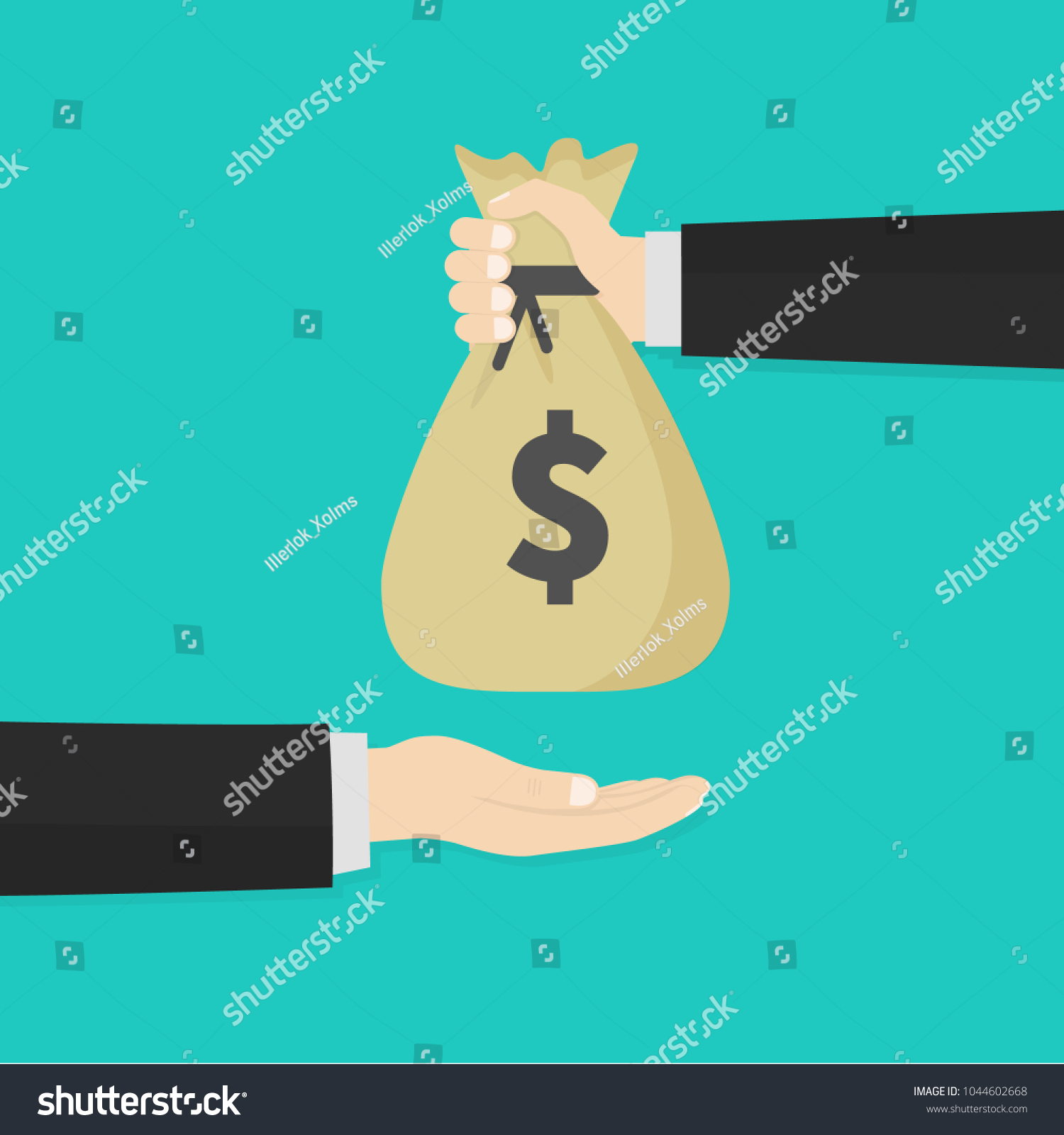 Human Hand Gives Money Bag Another Stock Vector (Royalty Free ...