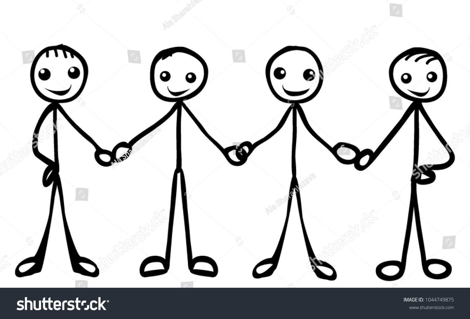 Stick Figure Holding Hands Friendship: Stock-Vektorgrafik (Lizenzfrei) 1044...