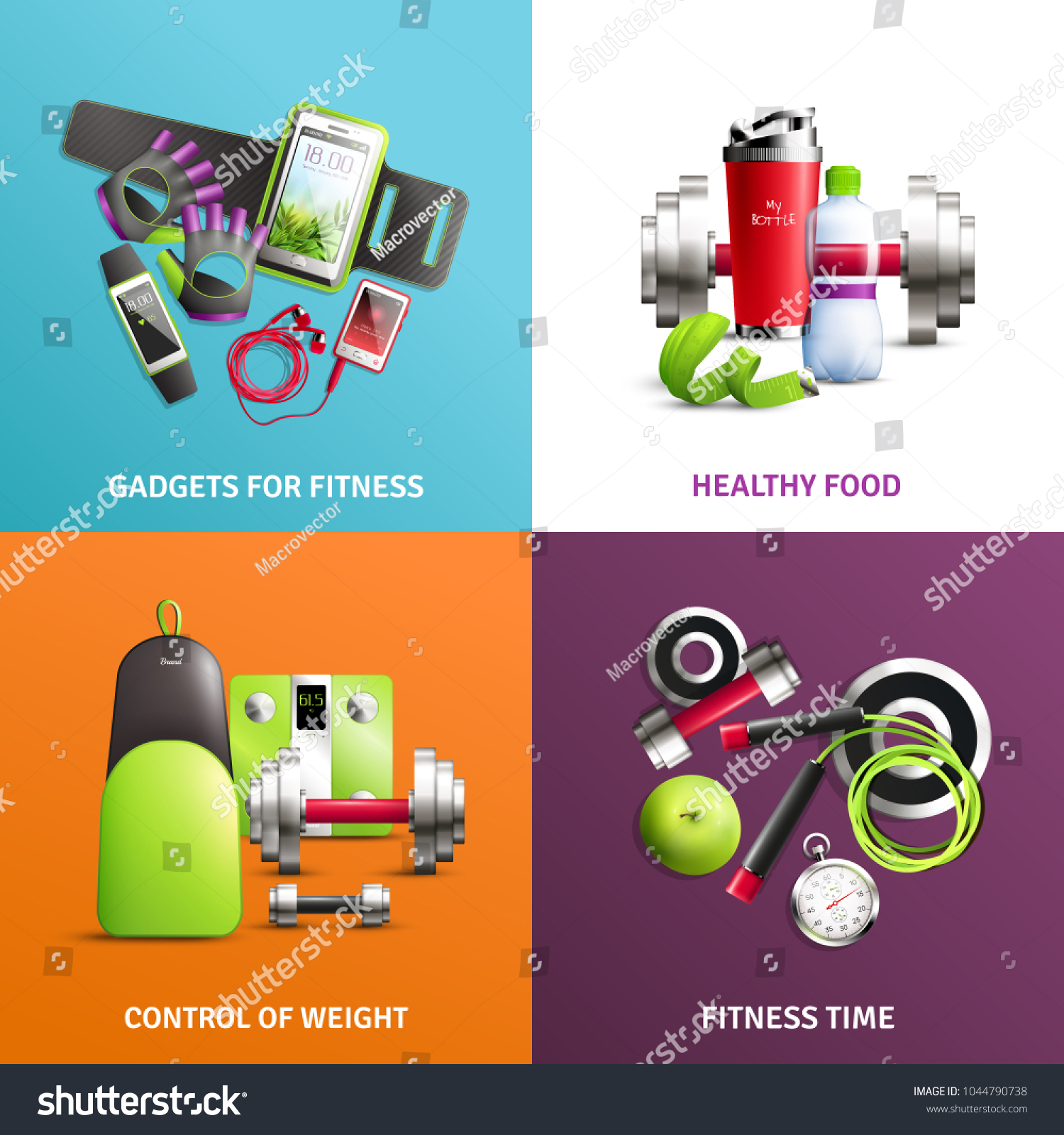 Fitness Gym Concept Icons Set Control Stock Vector (Royalty Free ...