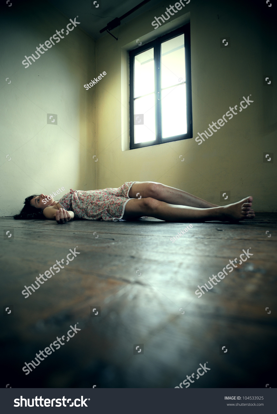 Dead Woman Lying On Wooden Floor Stock Photo 104533925 | Shutterstock