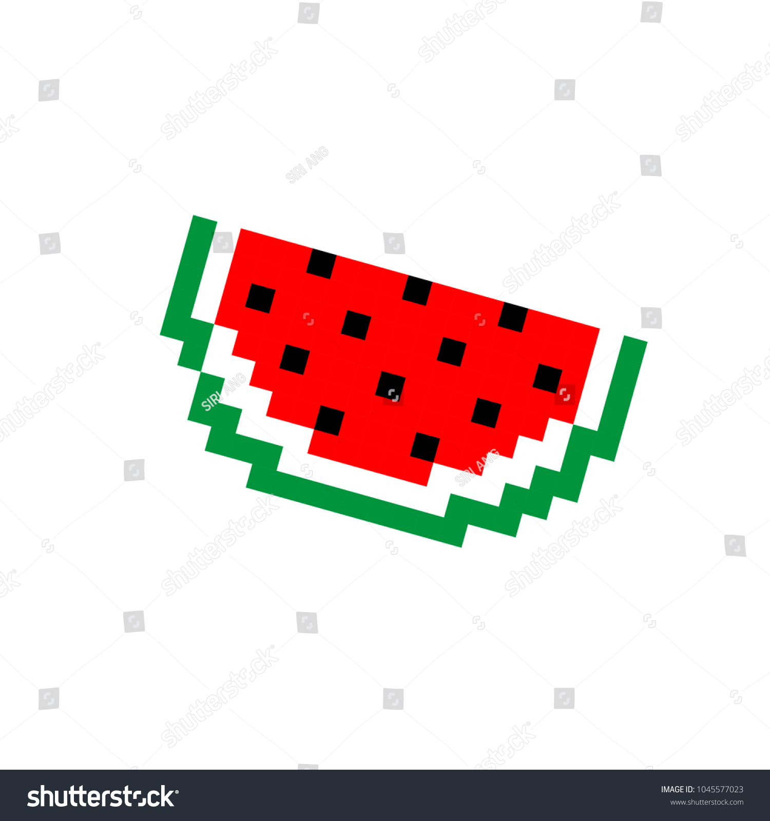 Pixel Art Watermelon Isolated On White Stock Vector (Royalty Free ...