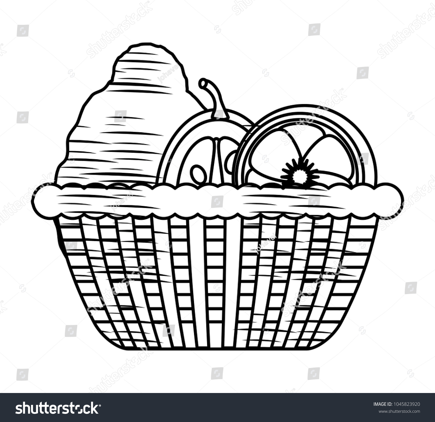 Fruits Basket Icon Stock Vector Royalty Free 1045823920 Shutterstock