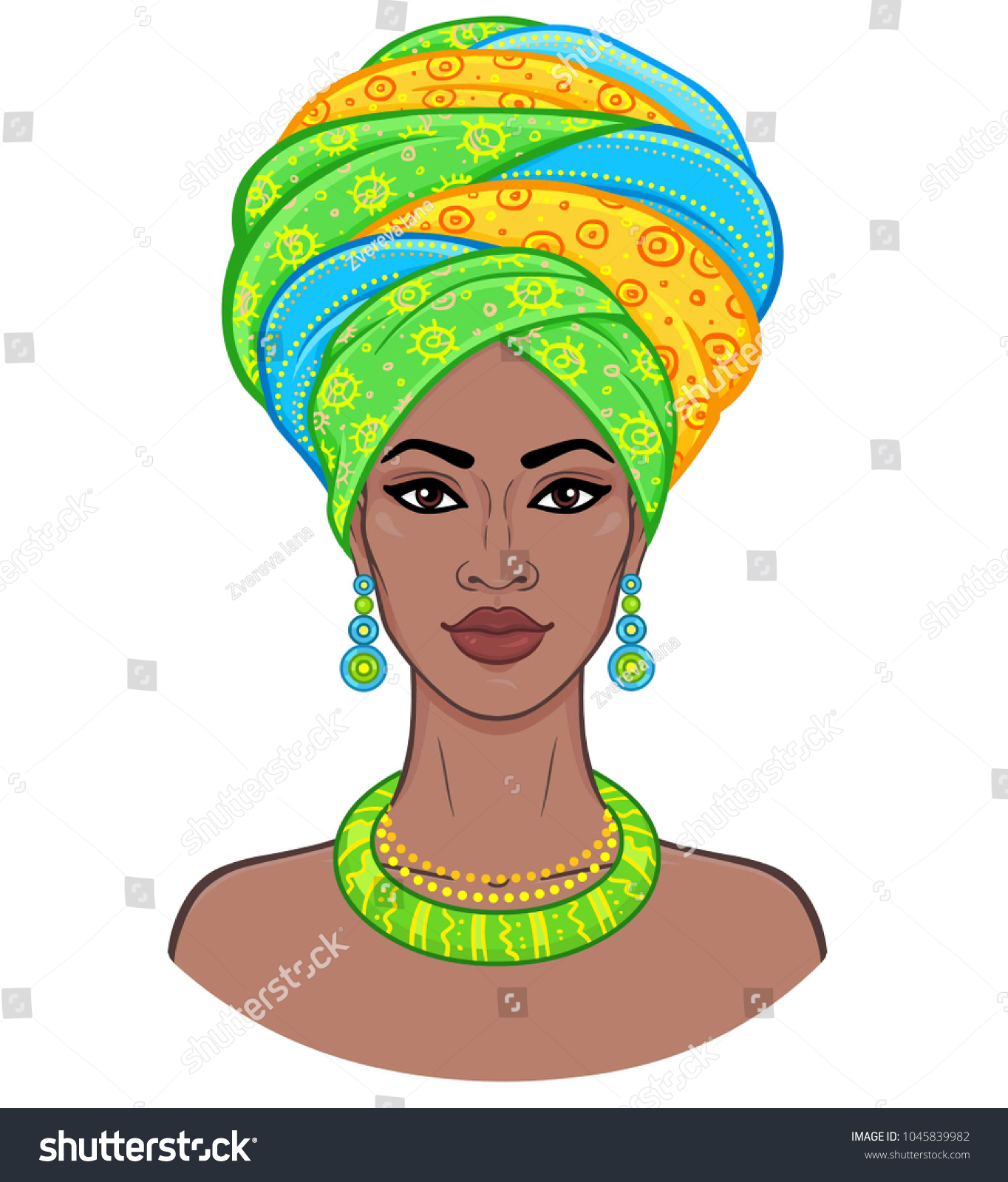 African Beauty Animation Portrait Young Black Stock Vector (Royalty ...