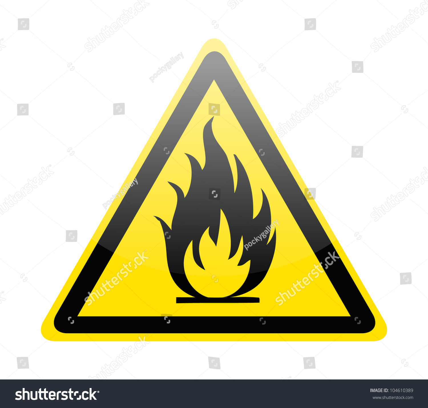 Fire Warning Sign On White Stock Vector (Royalty Free) 104610389 ...