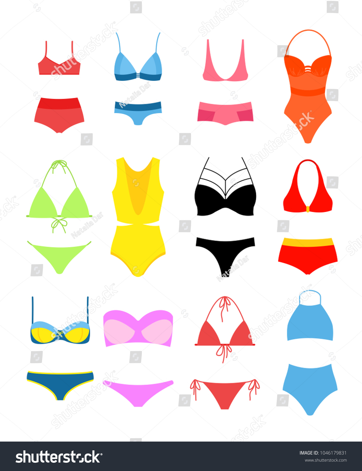Vector Illustration Set Women S Bikini Stock Vector (Royalty Free ...