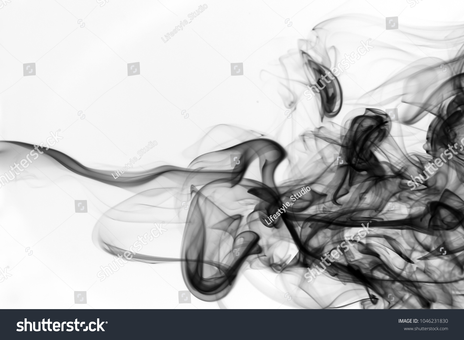 Abstract Black Smoke On White Background Stock Photo 1046231830 ...