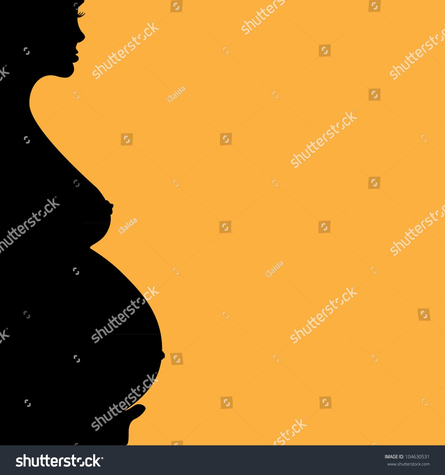 Pregnant Naked Woman Silhouette Illustration Stock Vector Royalty Free