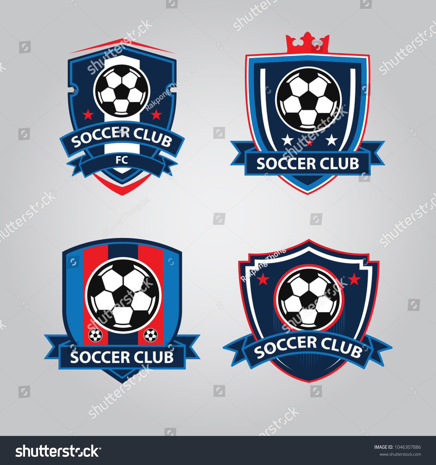 Set Soccer Football Badge Logo Design Stock Vector (Royalty Free ...