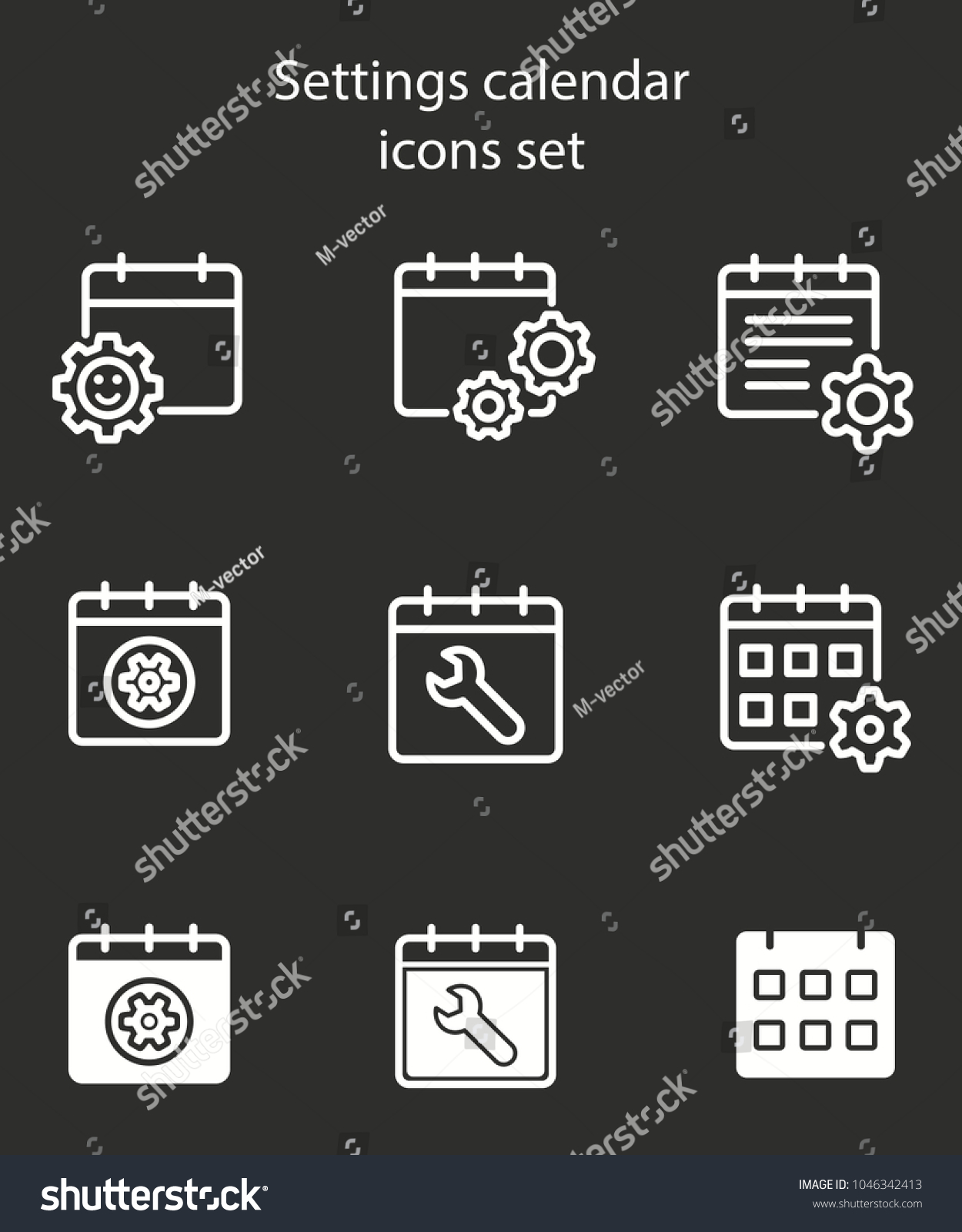 Setting Calendar Vector Icon White Illustration Stock Vector (Royalty