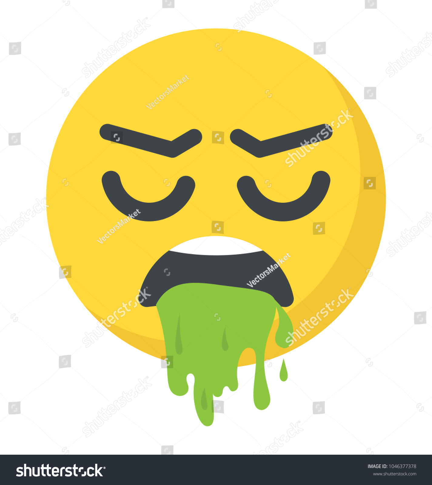 Smiley Puking Flat Icon Design Nauseated Stock Vector (Royalty Free ...