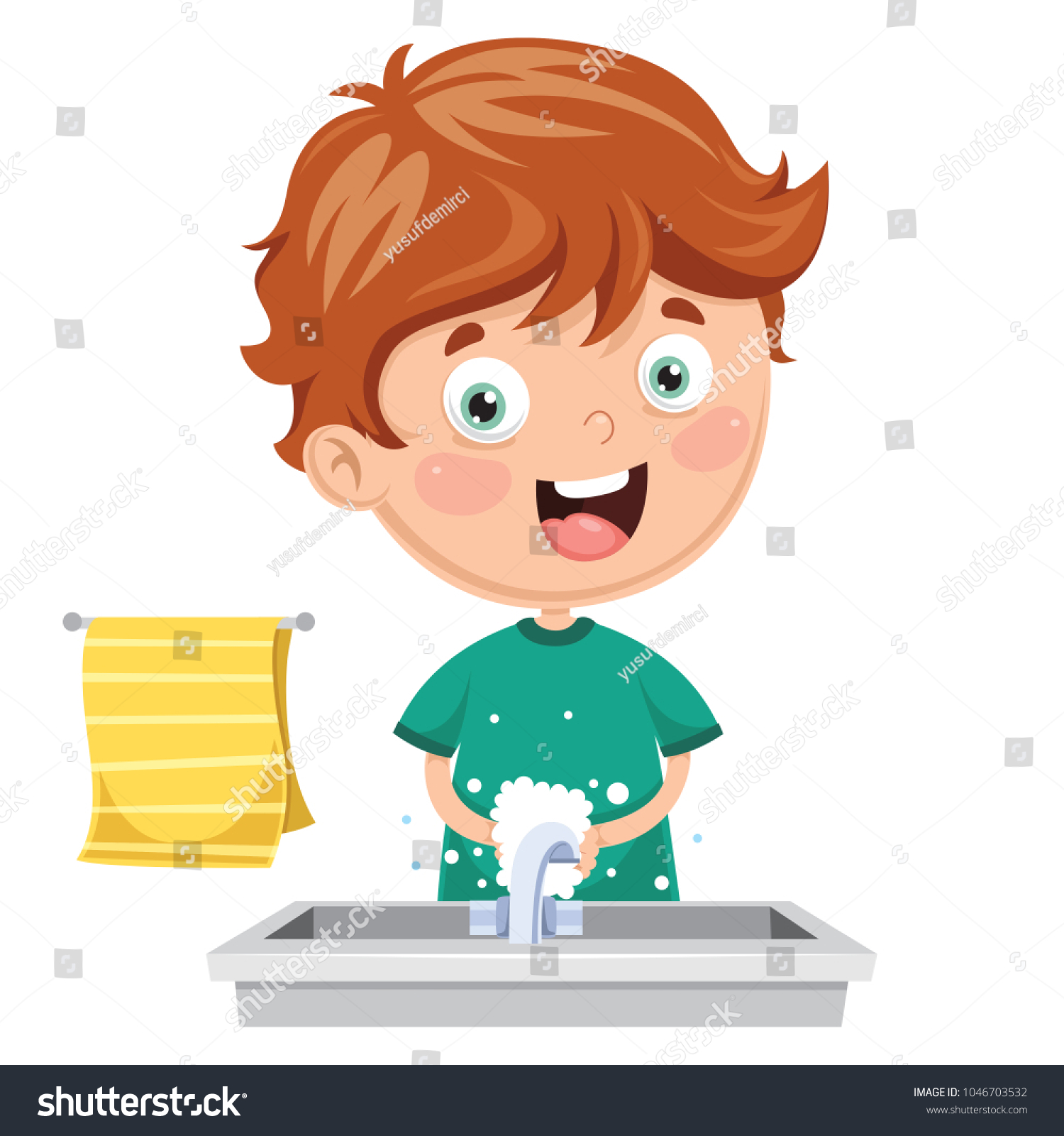 Vector Illustration Kid Washing Hands Stock Vector (Royalty Free ...